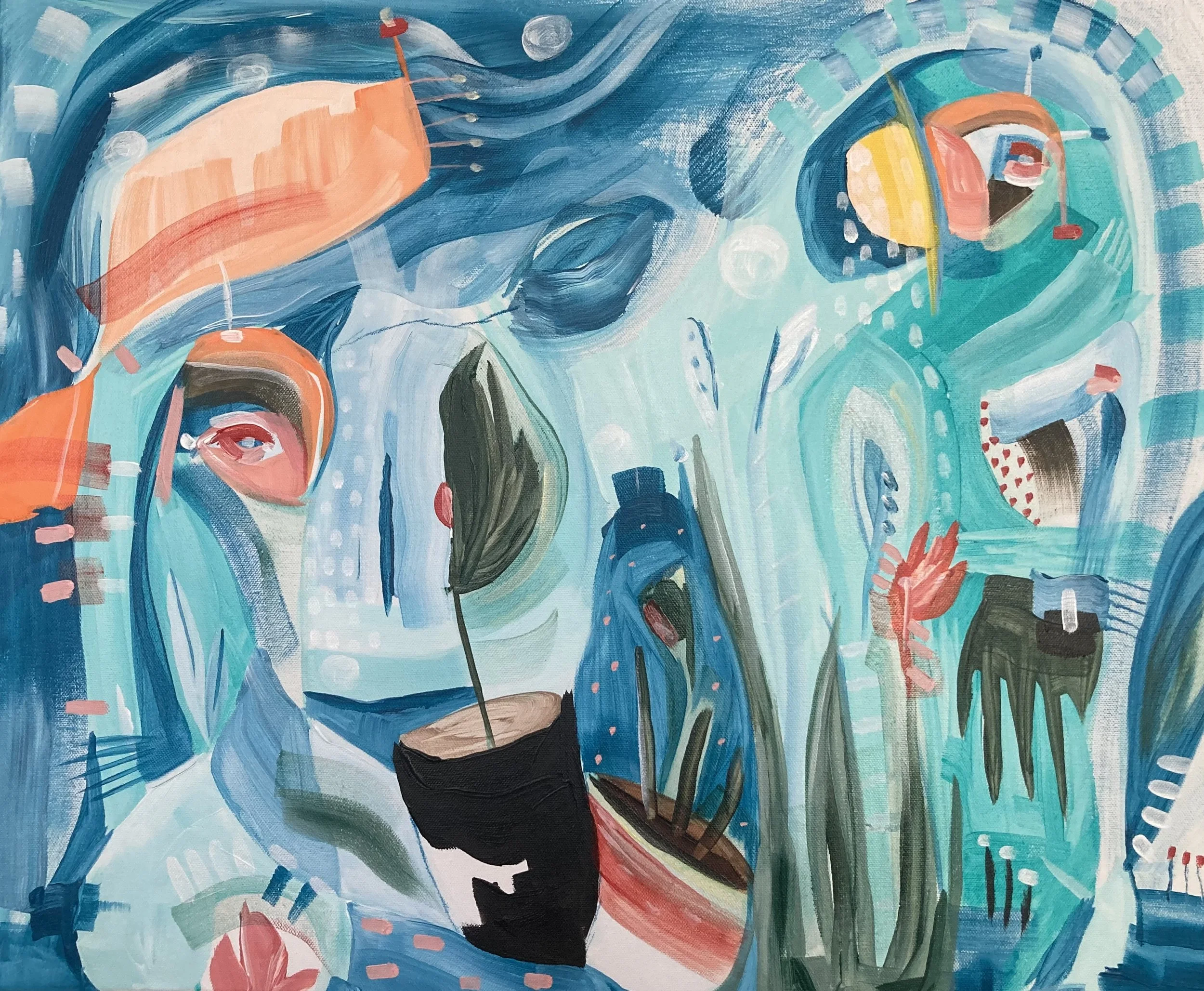 rose water at sea, acrylic on canvas,
24 x 18"