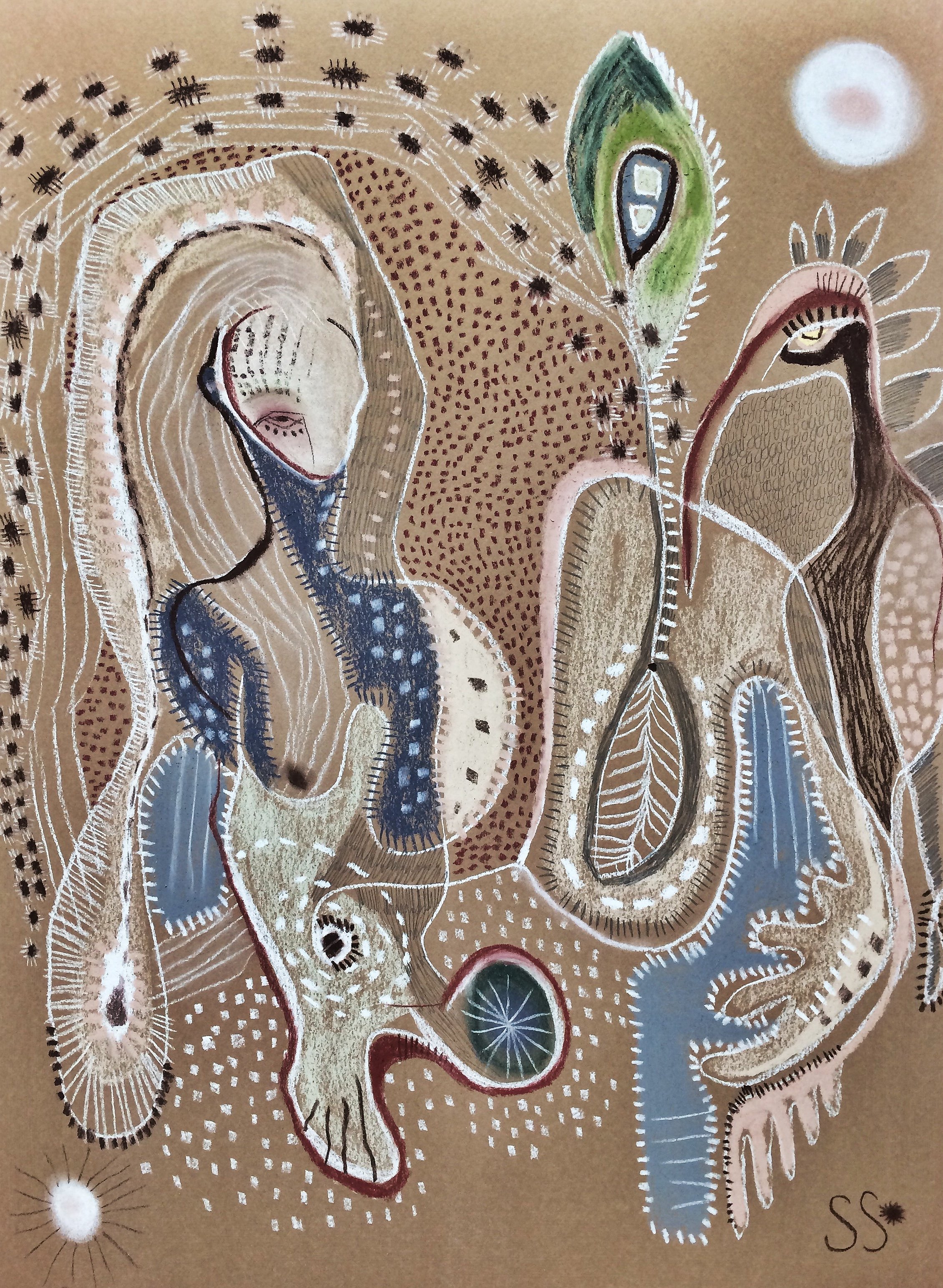 blue monday, chalk pastel on paper, 18 x 24"