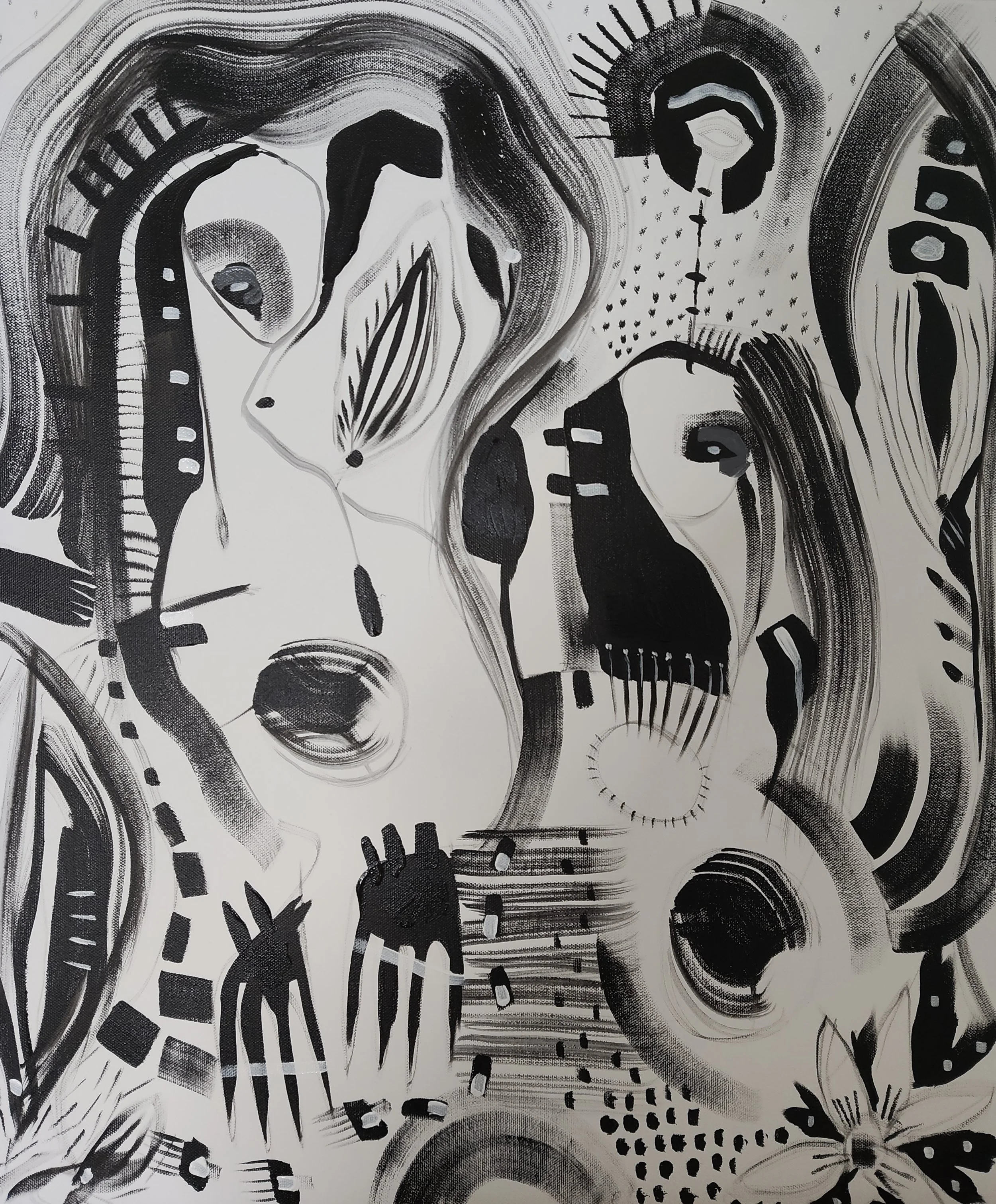 Invisible Forces at Work, acrylic on canvas,
20 x 24" (Available for sale here: https://www.harding-gallery.com/sara-shields?page=2)