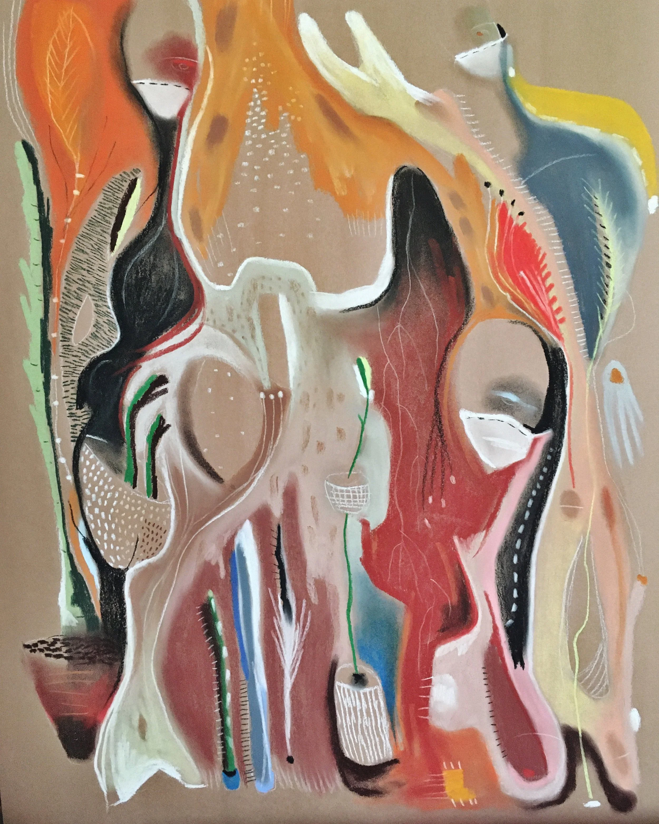 igniting fires within, chalk pastel on paper, 18 x 24"