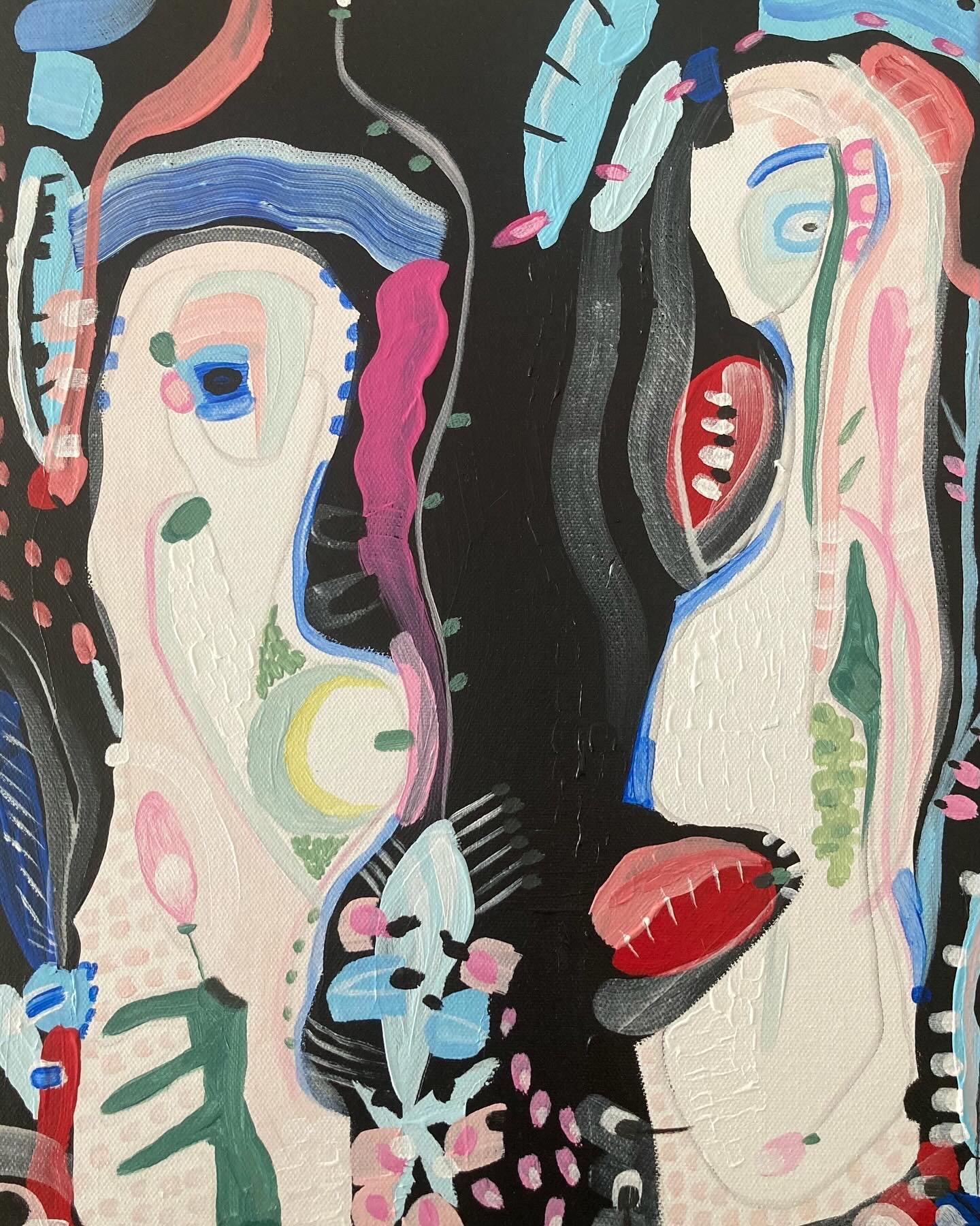 We'll Have Cherry Blossoms Soon, acrylic on canvas, 12 x 16" (Available for sale here: https://www.harding-gallery.com/sara-shields?page=2)