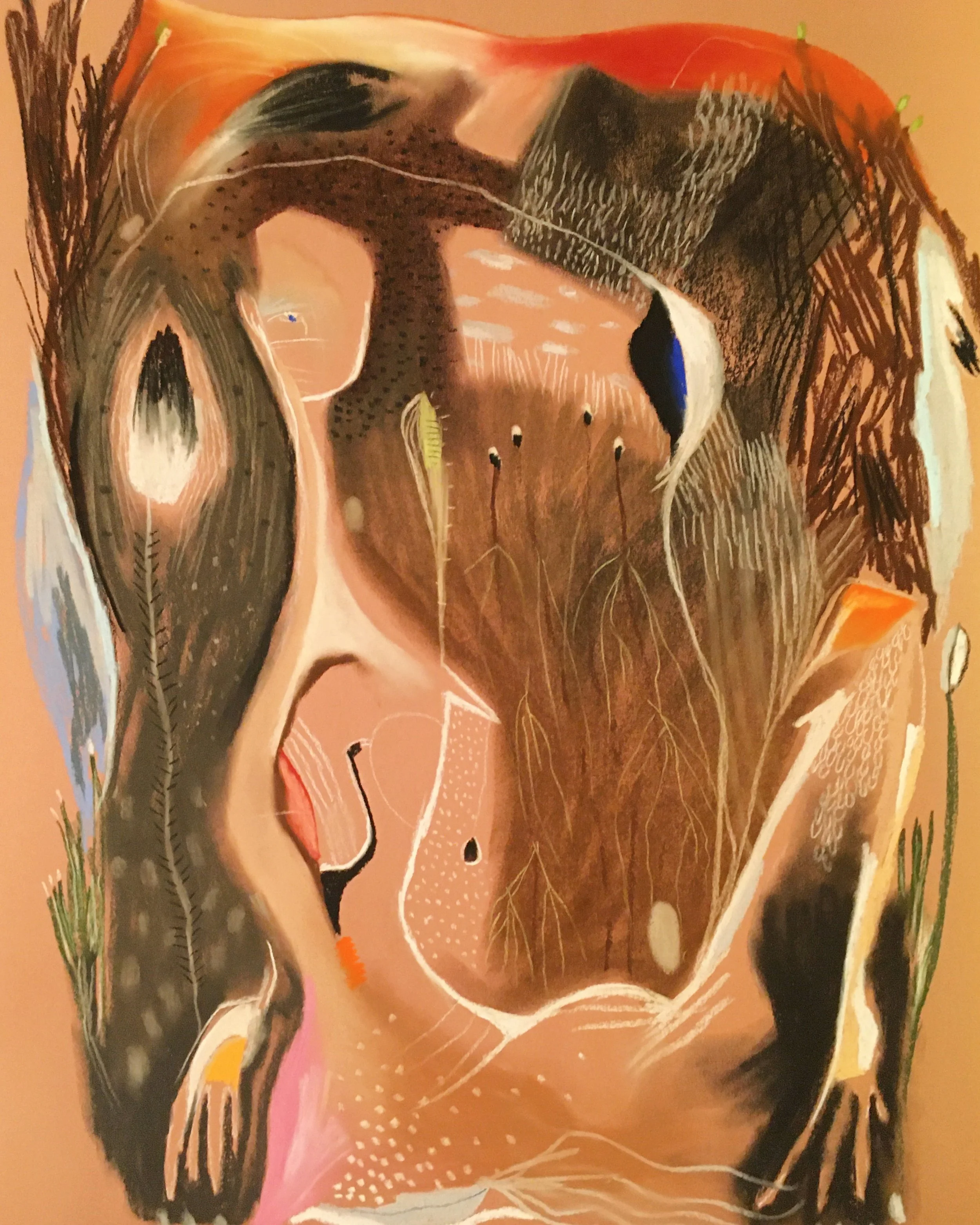 brightest light shining into other dimensions, chalk pastel on paper, 18 x 24"