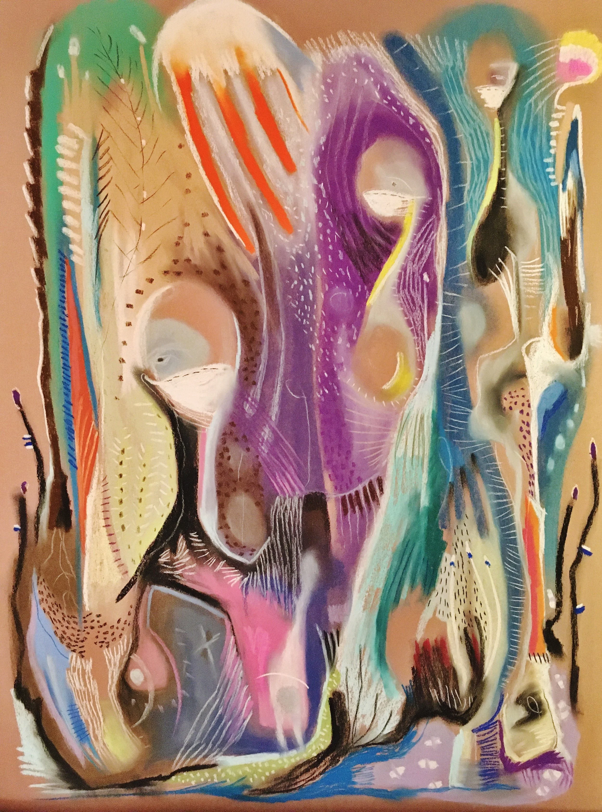 living in a dysfunctional paradise, chalk pastel on paper, 18 x 24"