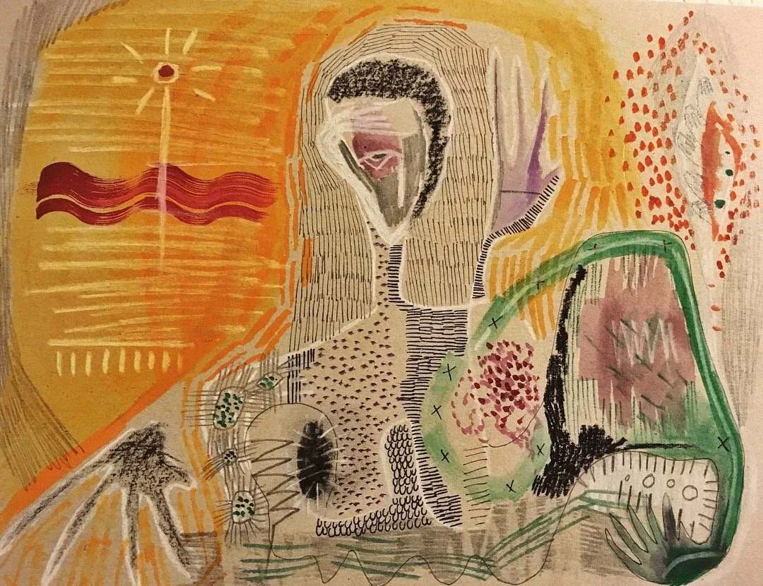 searching for yourself in motion, watercolour, pen, ink, graphite on watercolour paper, 9 x 12" 