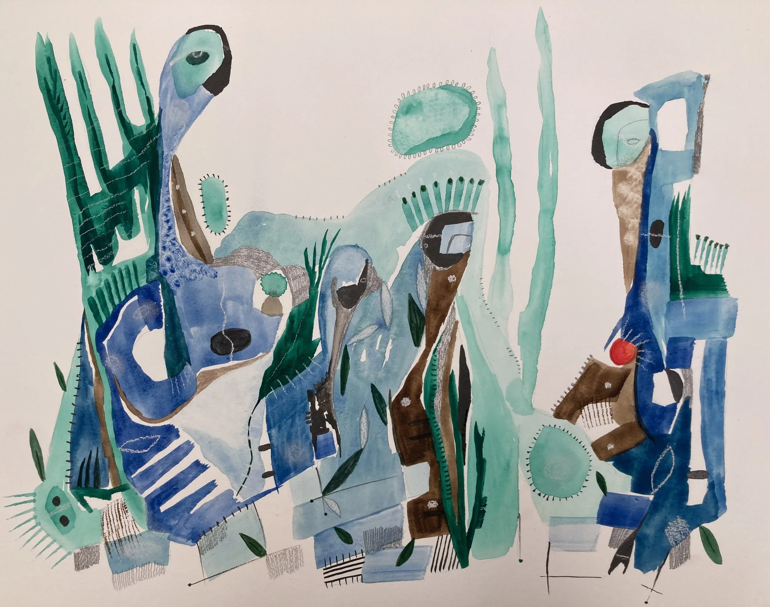 Heart, watercolour, graphite, pen, ink on watercolour paper, 20 x 22" (framed)