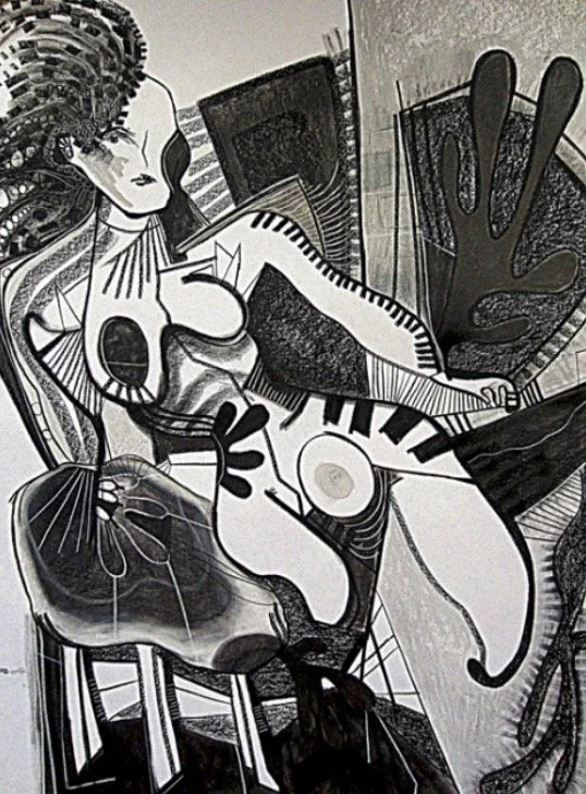  round midnight, chalk pastel, 44 x 57"