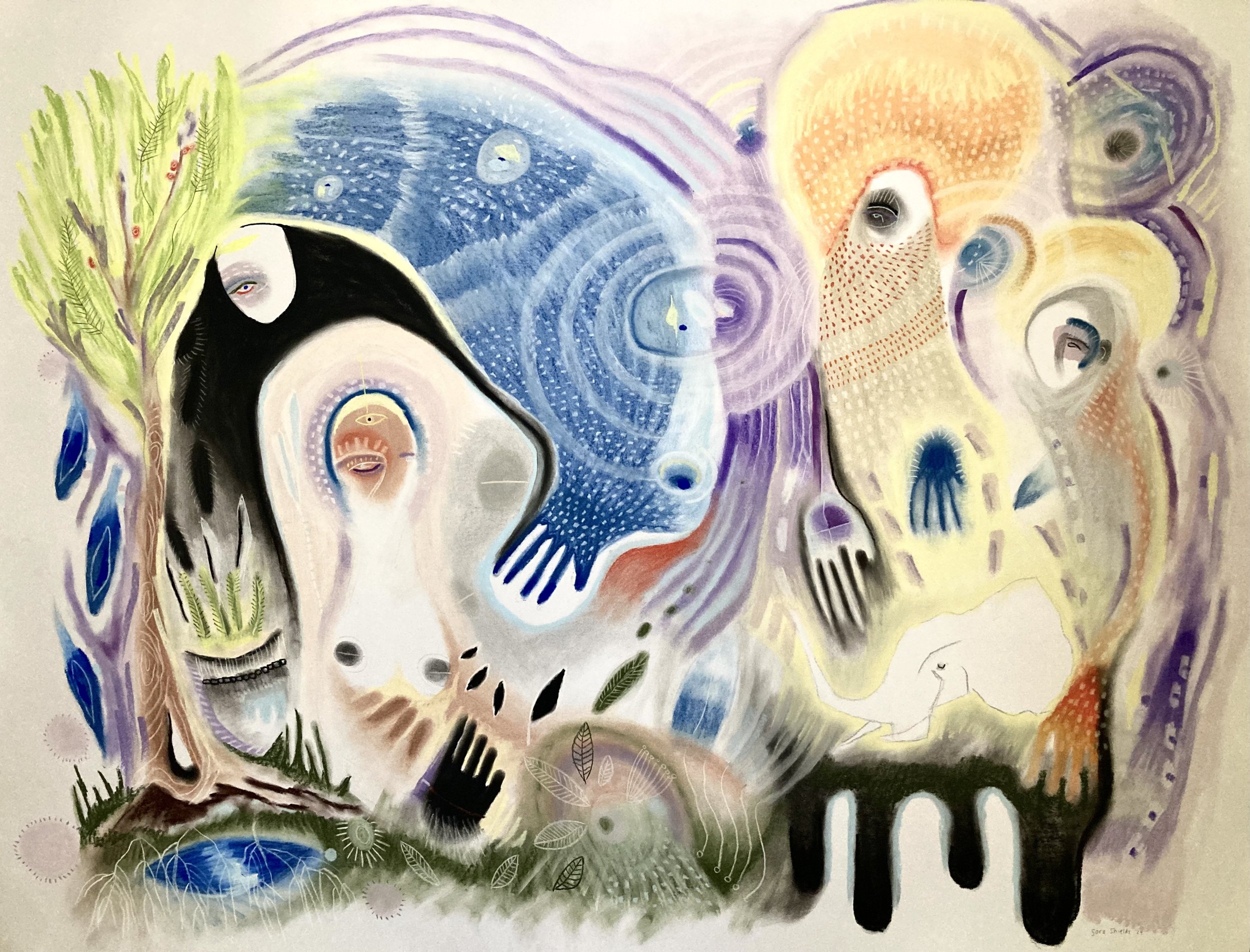 hold you till the end, chalk pastel on paper, 36 x 40" (Sold)
