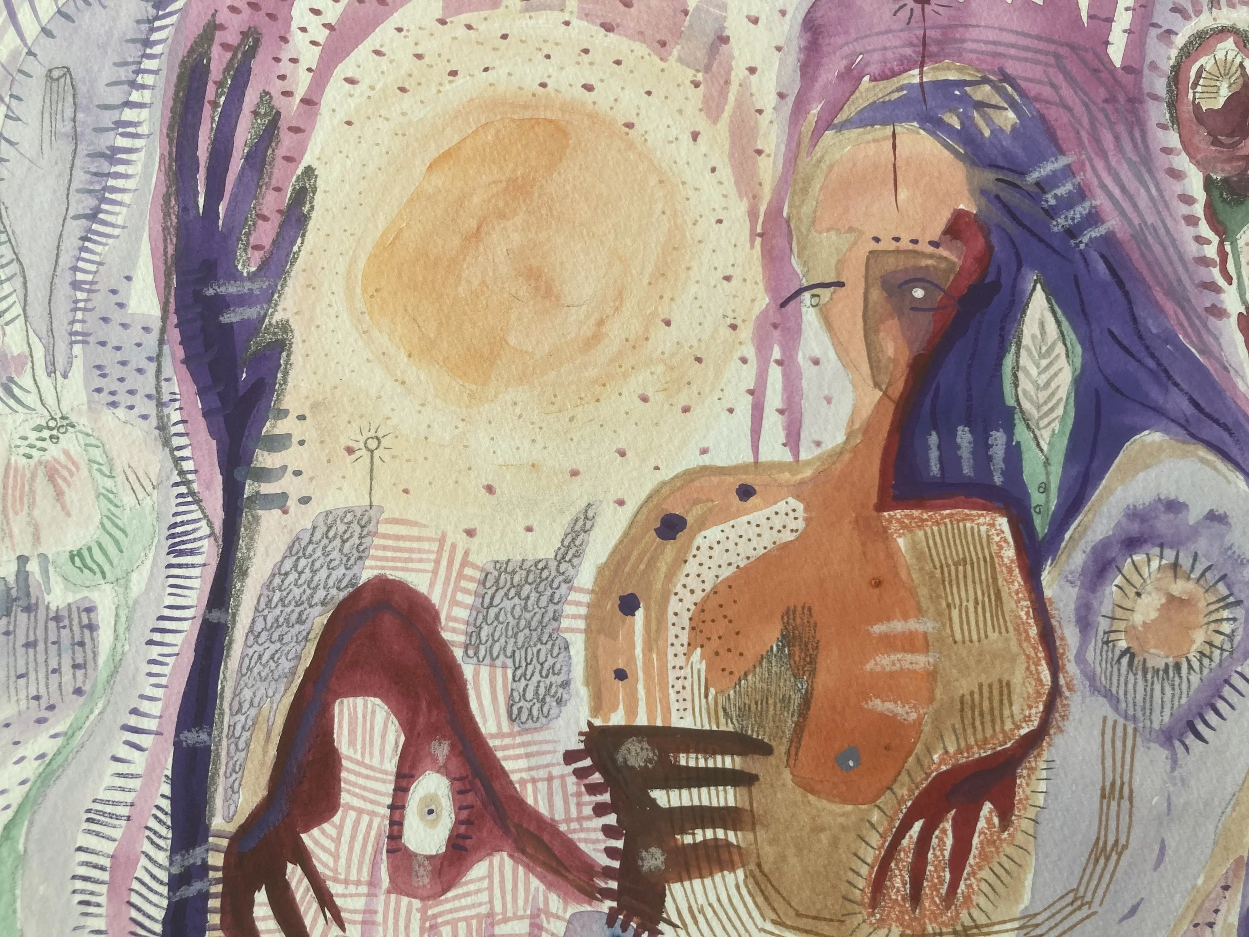 Vitamin D, watercolour, pen, ink, graphite on watercolour paper, 9 x 12"