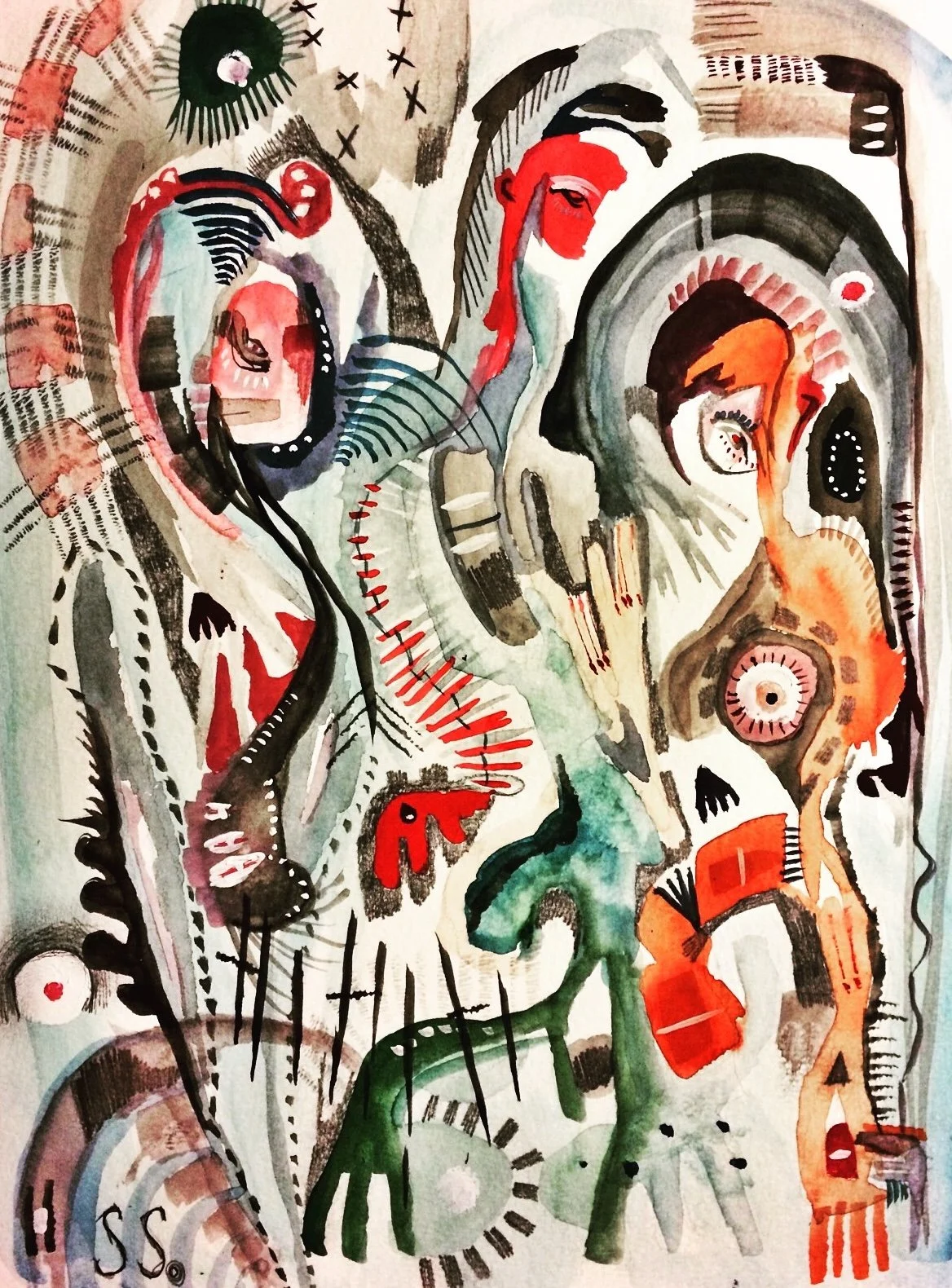 some come in colour, watercolour, pen, ink, graphite on watercolour paper, 9 x 12" 