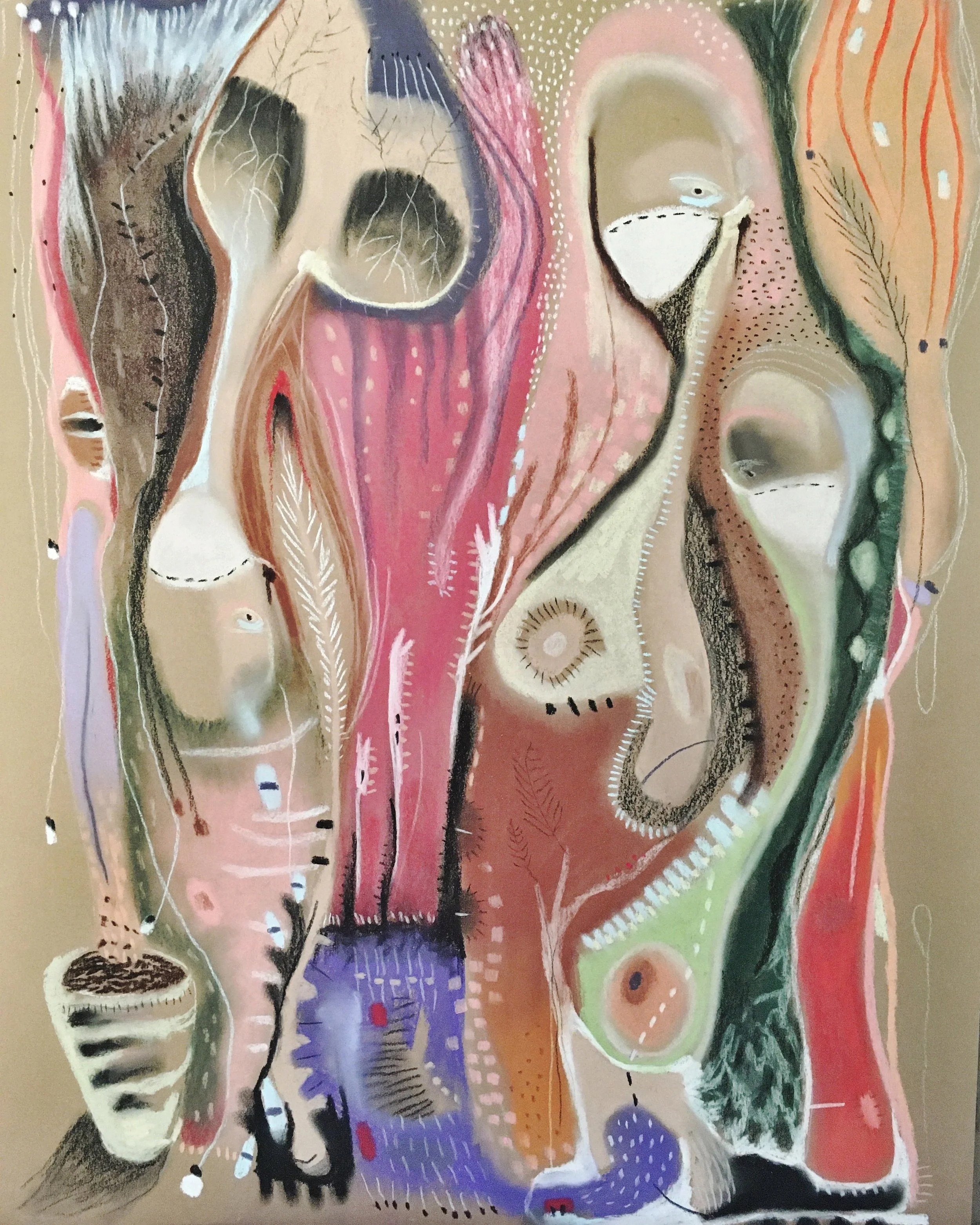 as the world turns you continue to breath, chalk pastel on paper, 18 x 24"