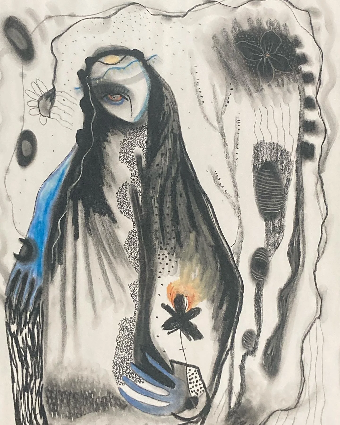 black veil, chalk pastel on paper, 18 x 24" (Sold)