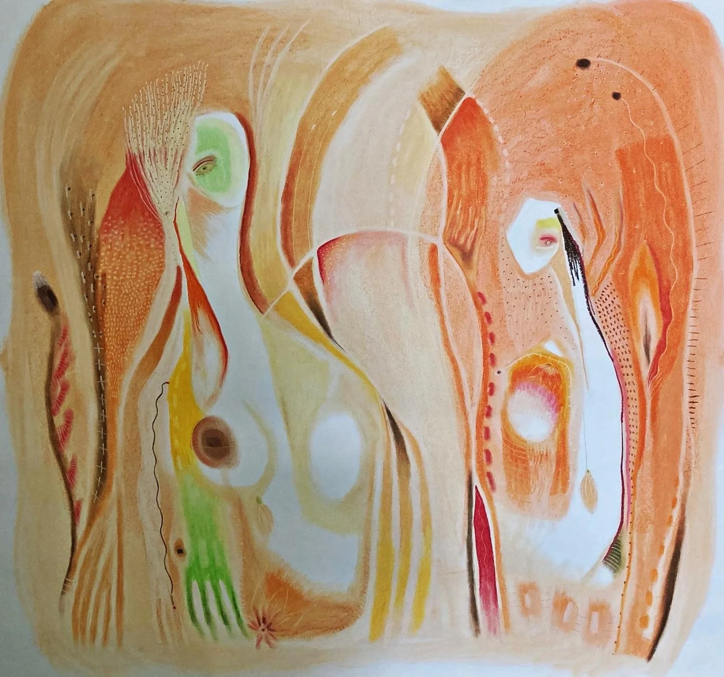 Beam, chalk pastel on paper, 44 x 48" (Available for sale here: https://www.harding-gallery.com/sara-shields?page=2)