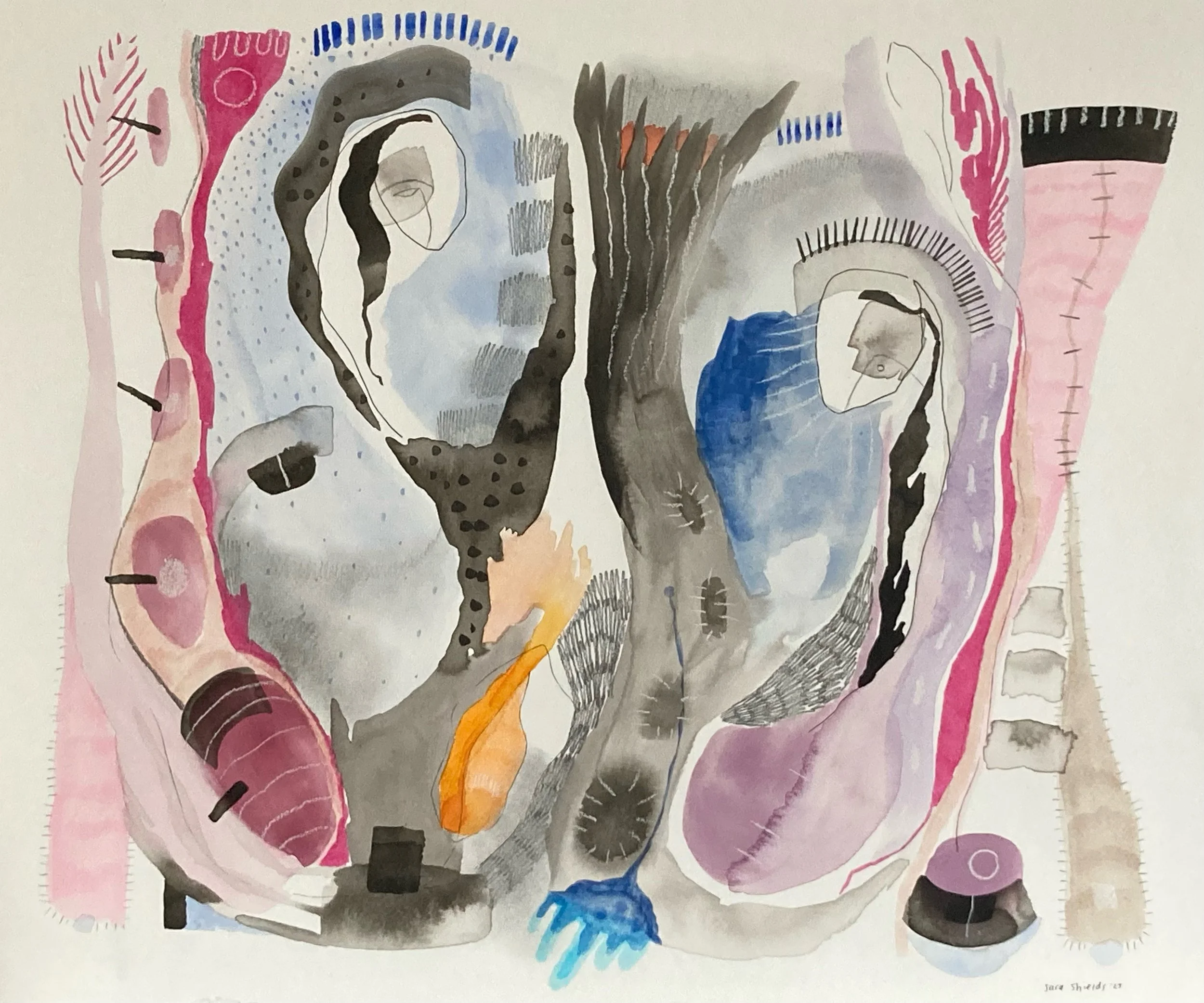 Mixed media watercolour painting by artist.