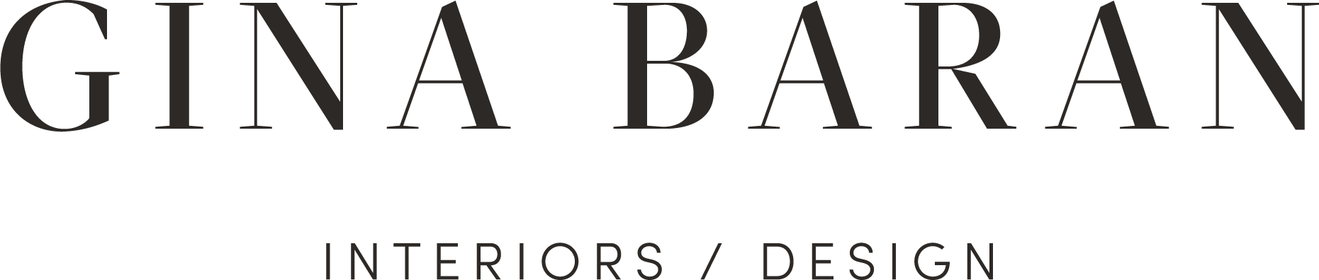 Gina Baran Interiors and Design logo in black text.