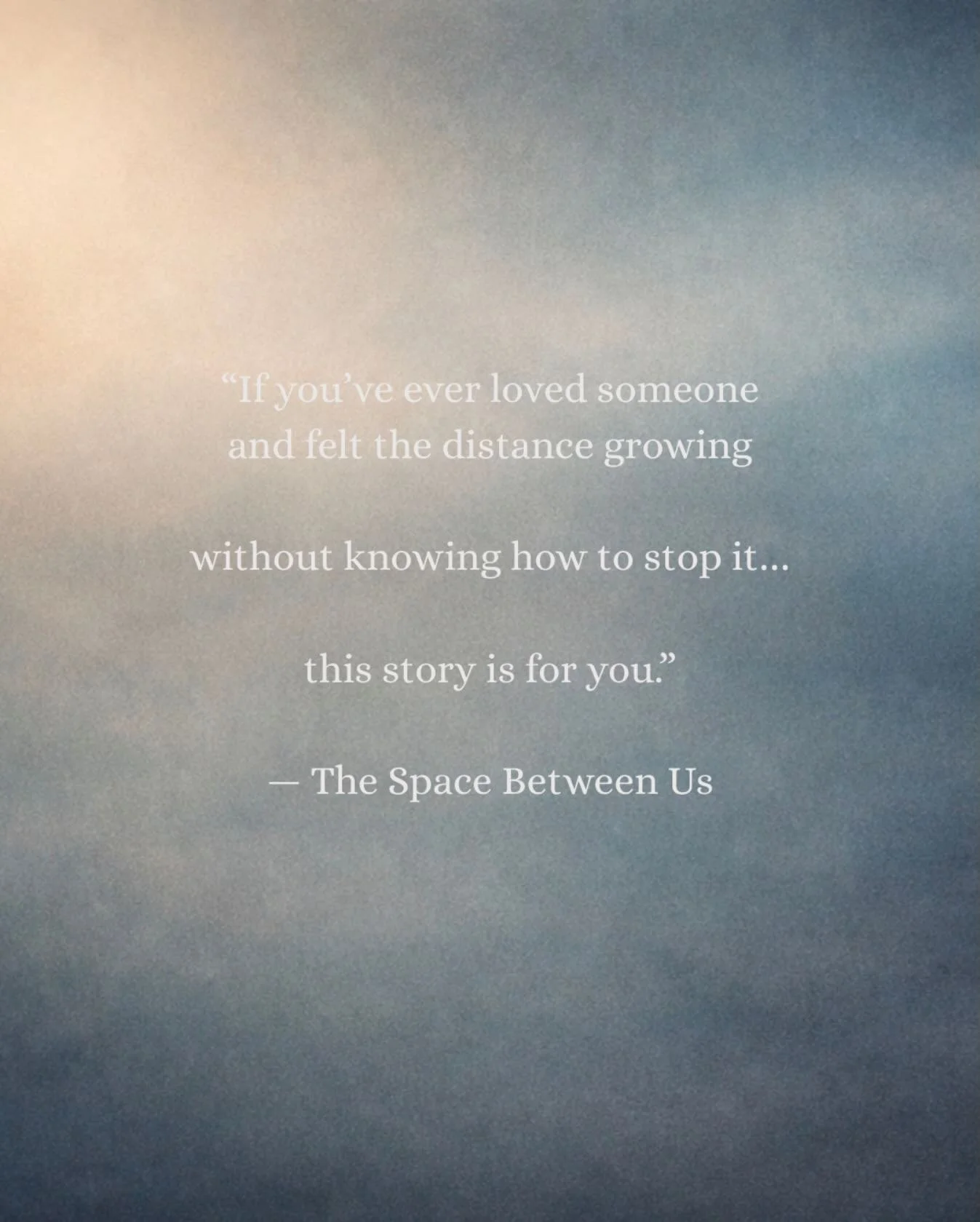 If you&rsquo;ve ever sat across from someone you love and felt the quiet growing between you&hellip;

If you&rsquo;ve ever wondered how two people who care about each other can slowly drift apart&hellip;

Then you understand the heart of The Space Be