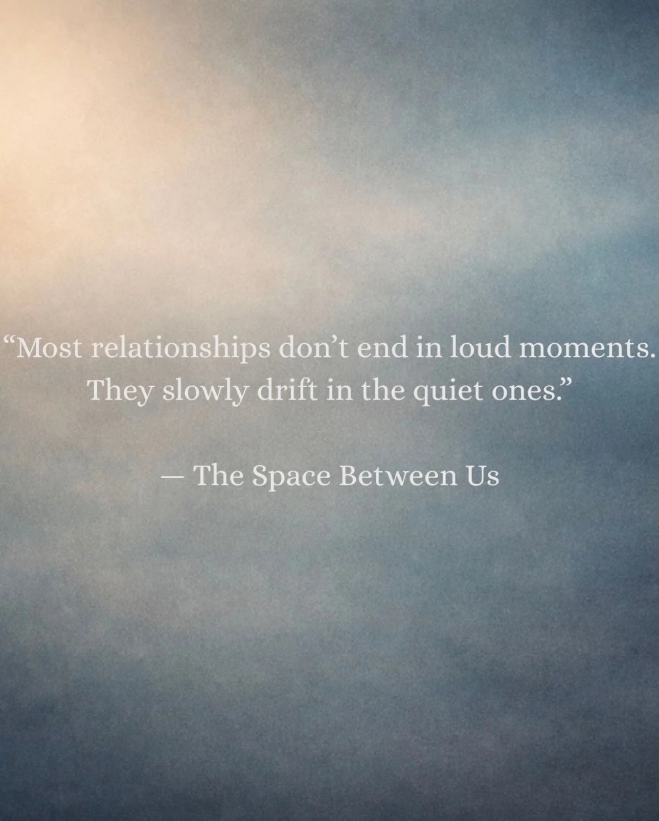 Why did I write The Space Between Us?

Because most relationships do not collapse in dramatic moments.

They slowly drift apart in the quiet spaces where something important could have been said&hellip; but wasn&rsquo;t.

This story is about what hap