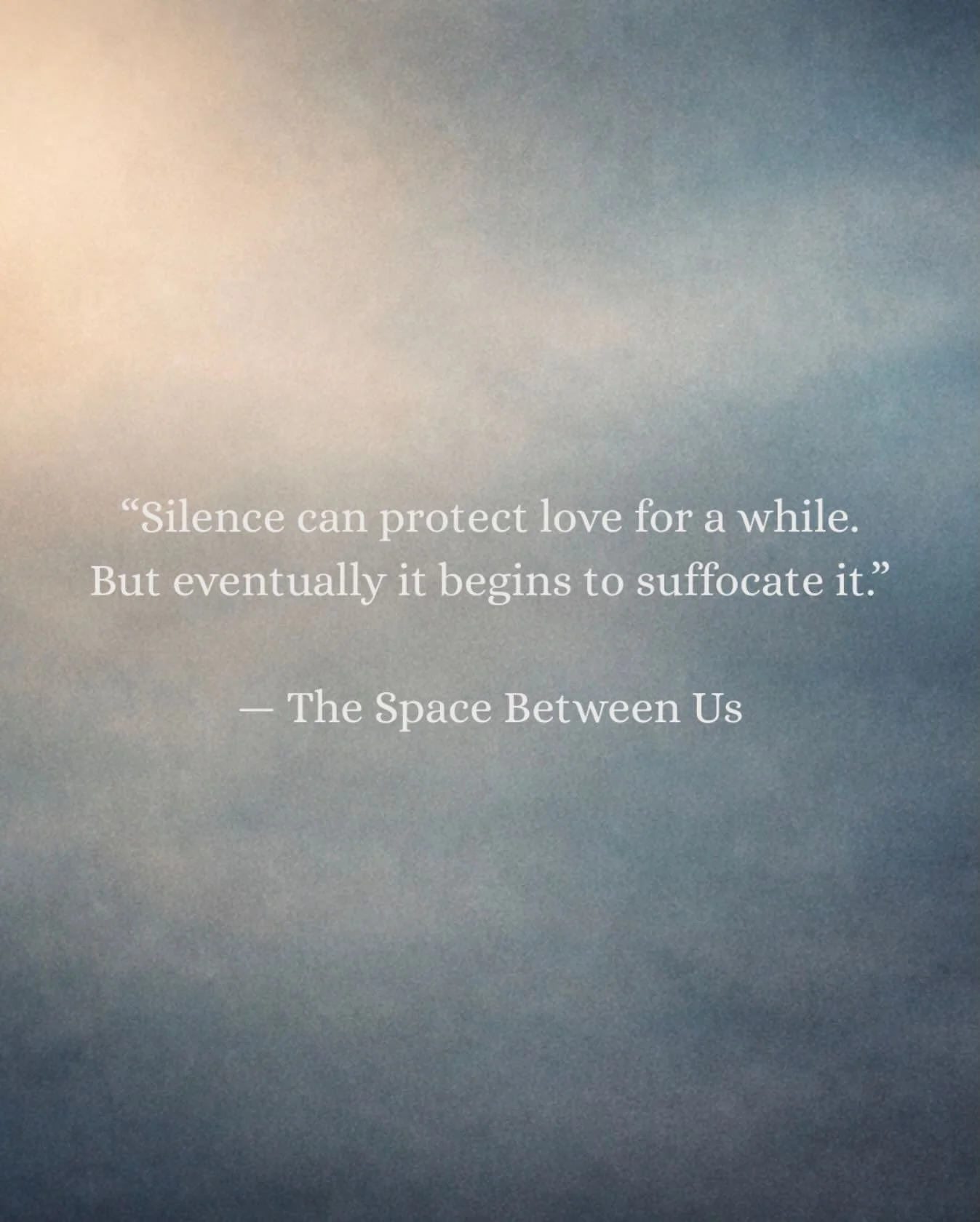Some stories are loud.

This one isn&rsquo;t.

The Space Between Us is about the quiet moments in a marriage when something important goes unsaid.
The moments where two people love each other, but distance begins to grow anyway.

I didn&rsquo;t write