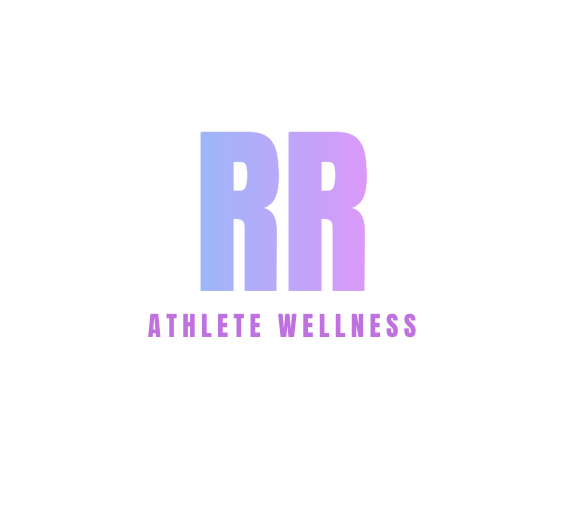 Logo with large gradient 'RR' and smaller purple text 'Athlete Wellness' underneath.