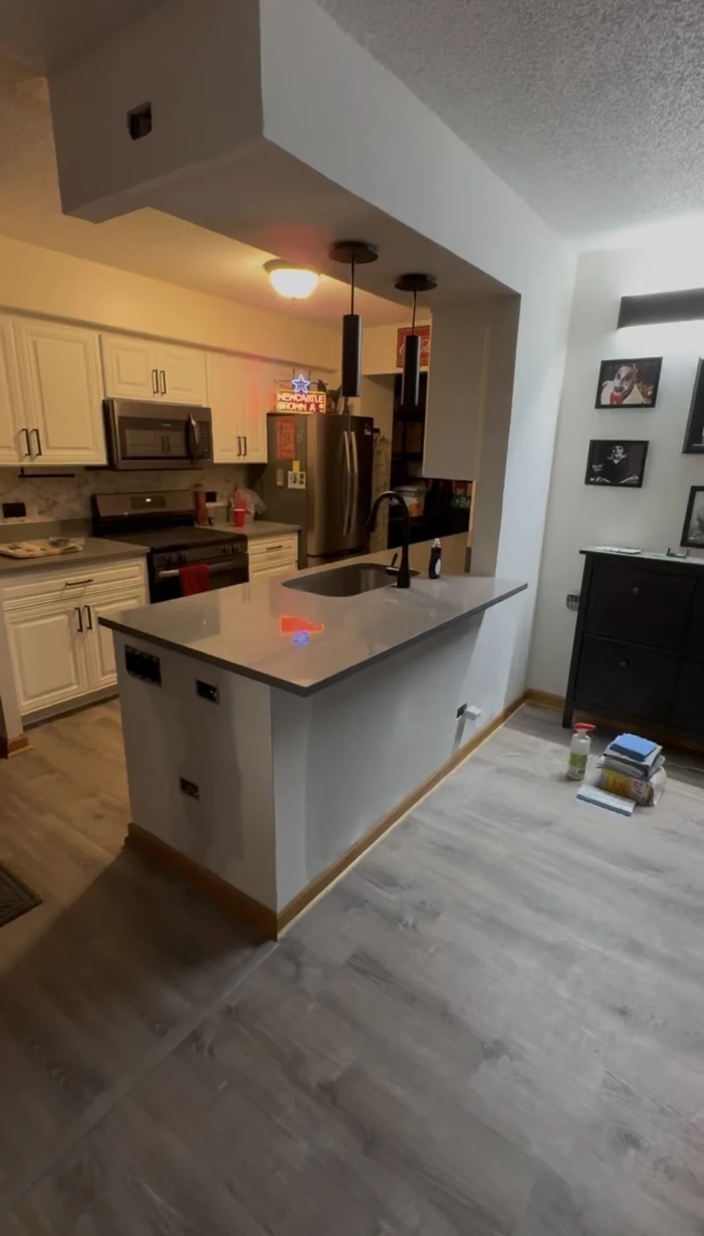 After photo of finished kitchen peninsula and countertop in Crystal Lake Illinois