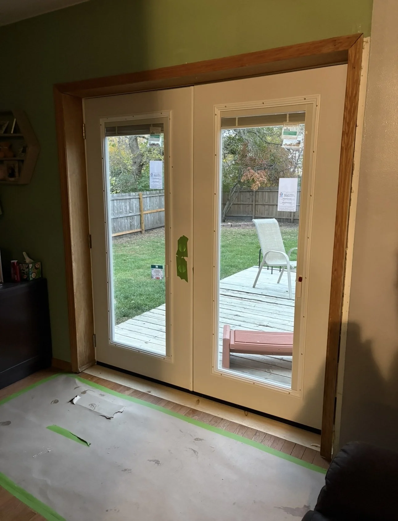 Exterior door opening preparation during a replacement project in Marengo Illinois