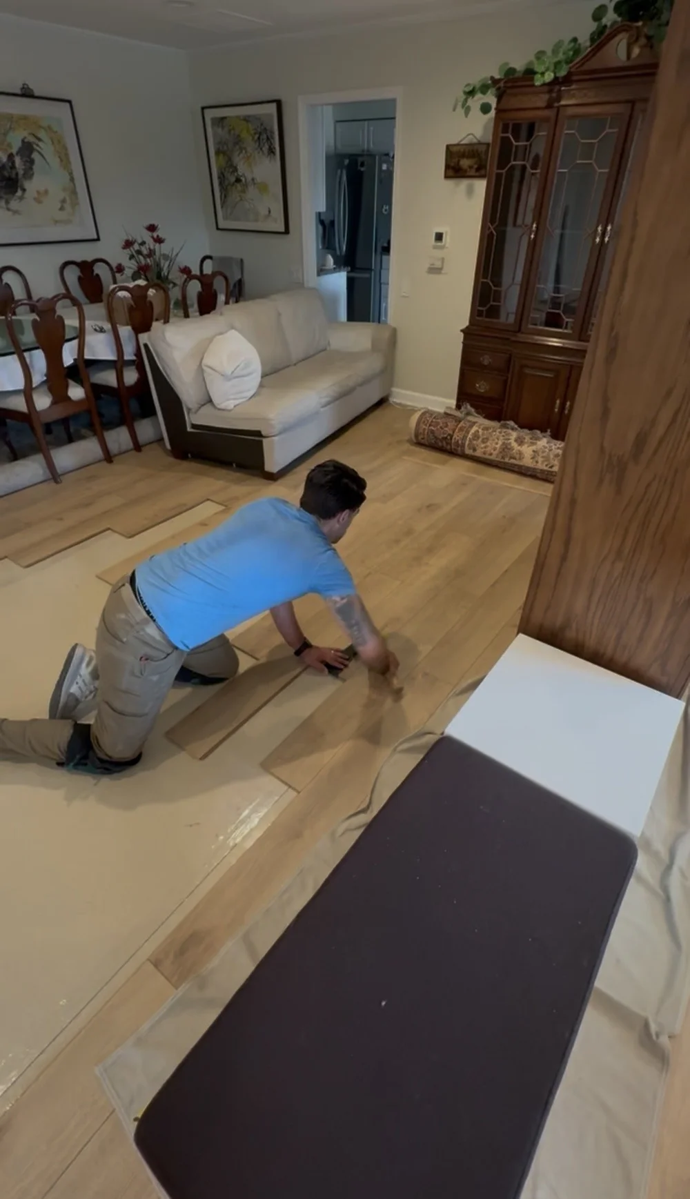 Flooring installation in progress in Libertyville Illinois
