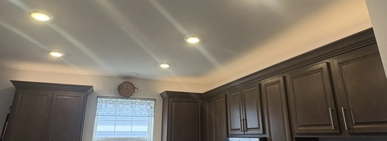 Finished crown molding installation in Huntley Illinois