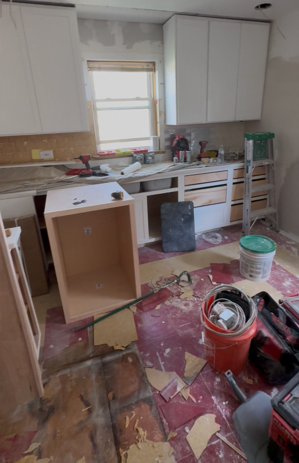 Before photo showing active kitchen renovation work in Chicago Illinois