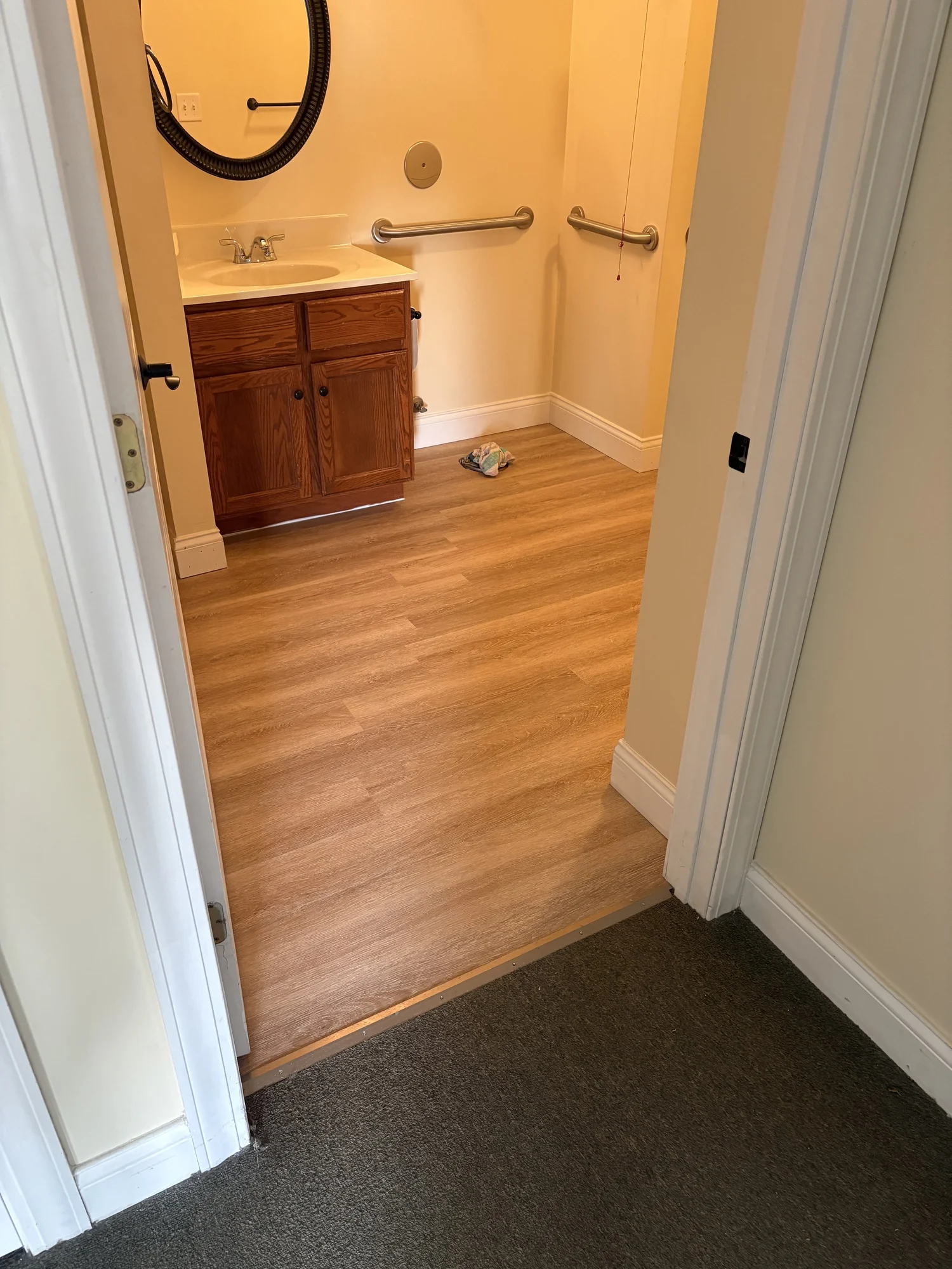 Completed residential plank flooring installation in Algonquin Illinois