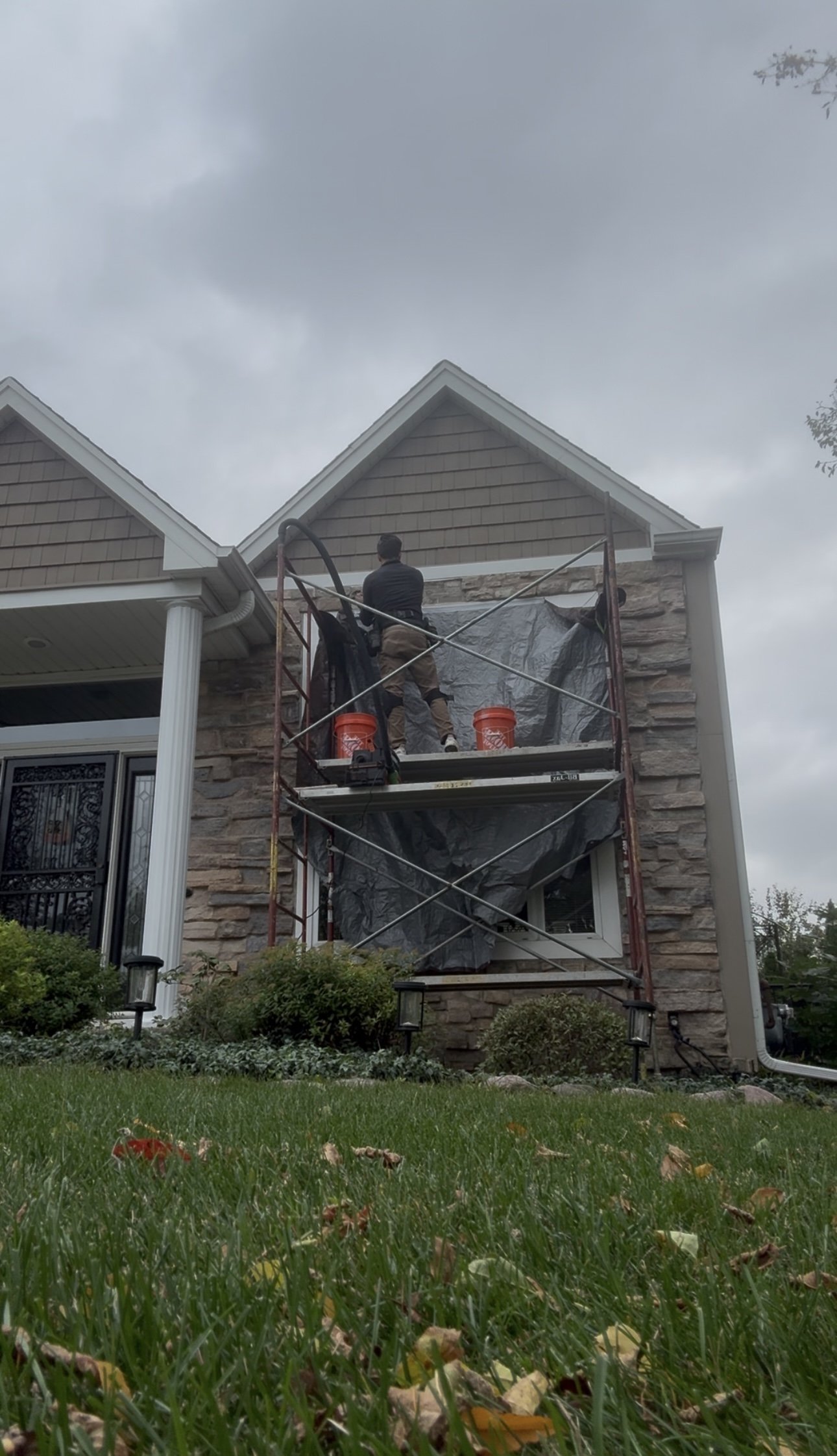 Exterior stone veneer installation in Crystal Lake Illinois
