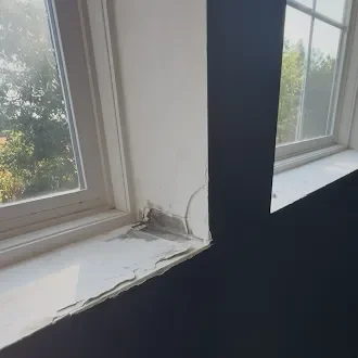 Interior view of the upper and lower window trim