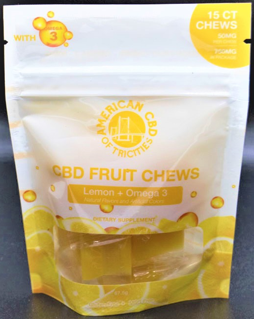 AMTC-CBD Fruit Chews(Lemon)+Omega3-1CT/50MG Individual Piece