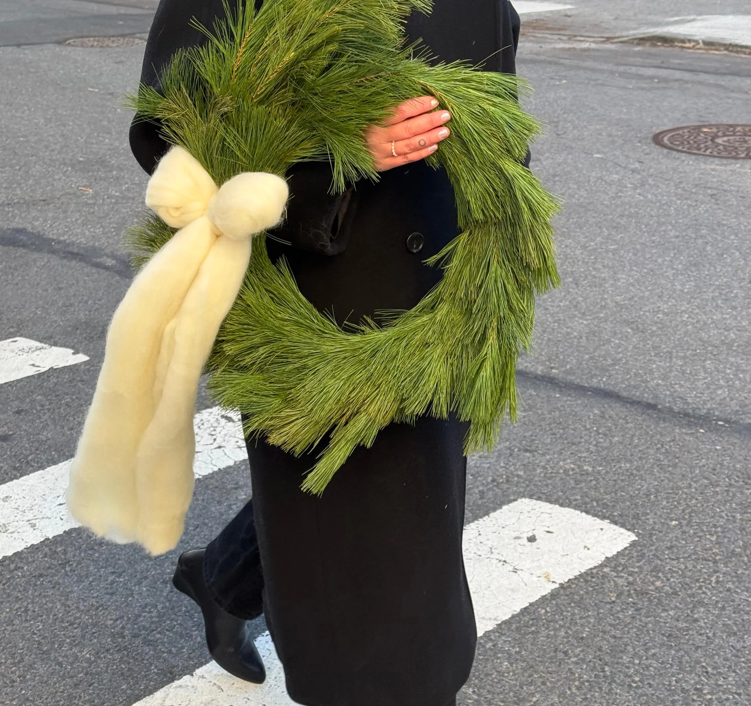 Ivory Merino Bow Wreath