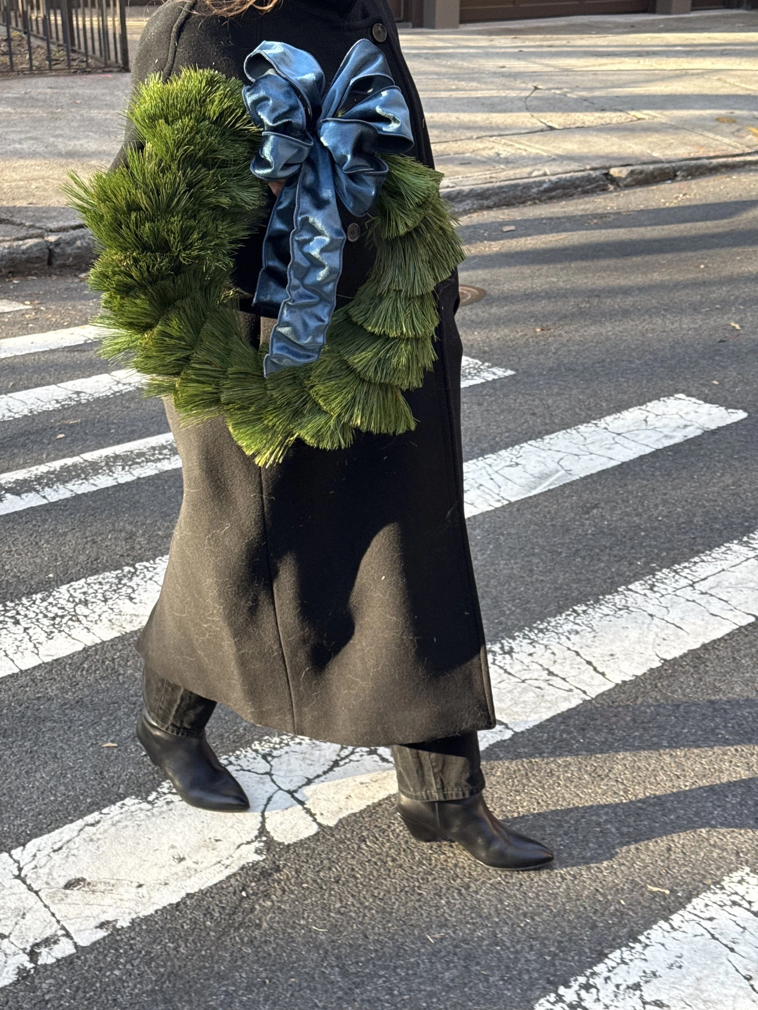 Blue Velvet Bow Wreath