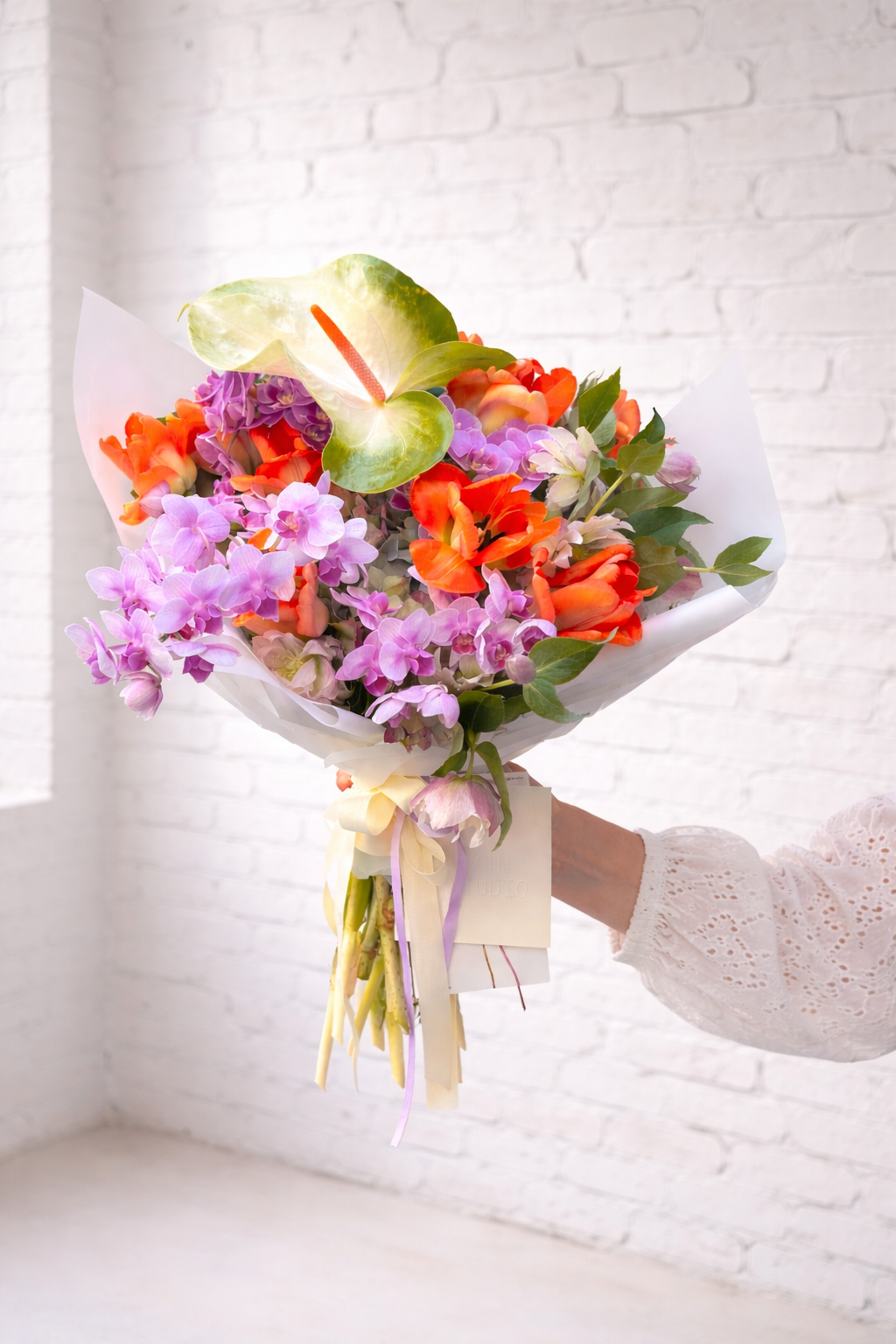 Spring Tulip & Orchid Bouquet
