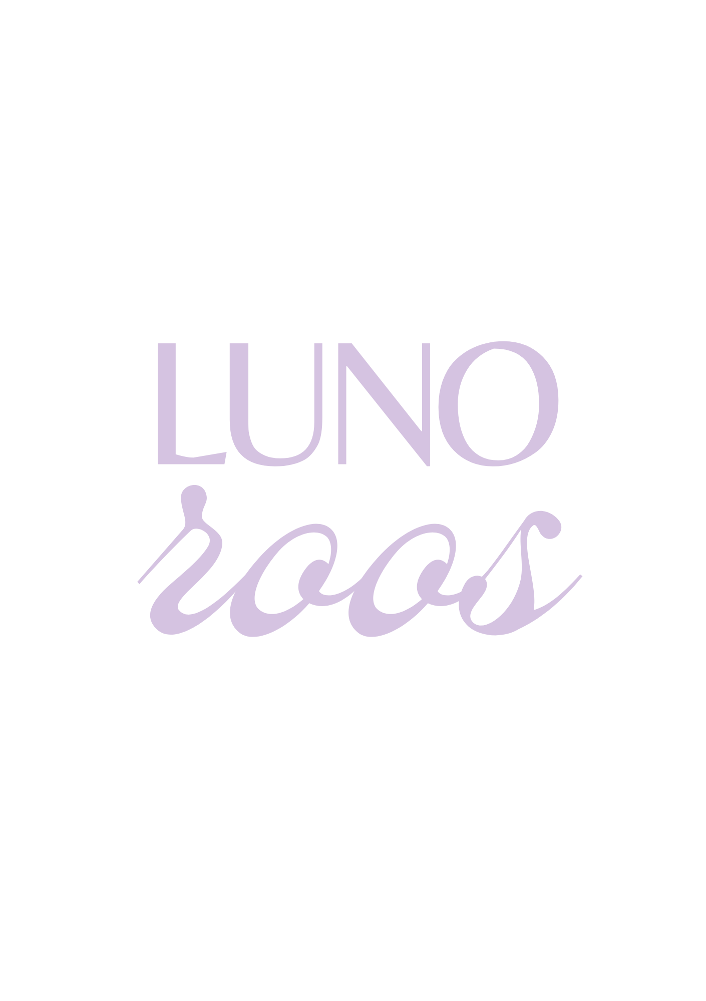Gestileerd tekstlogo met het woord ‘Lunoroos’ in paars op een zwarte achtergrond.