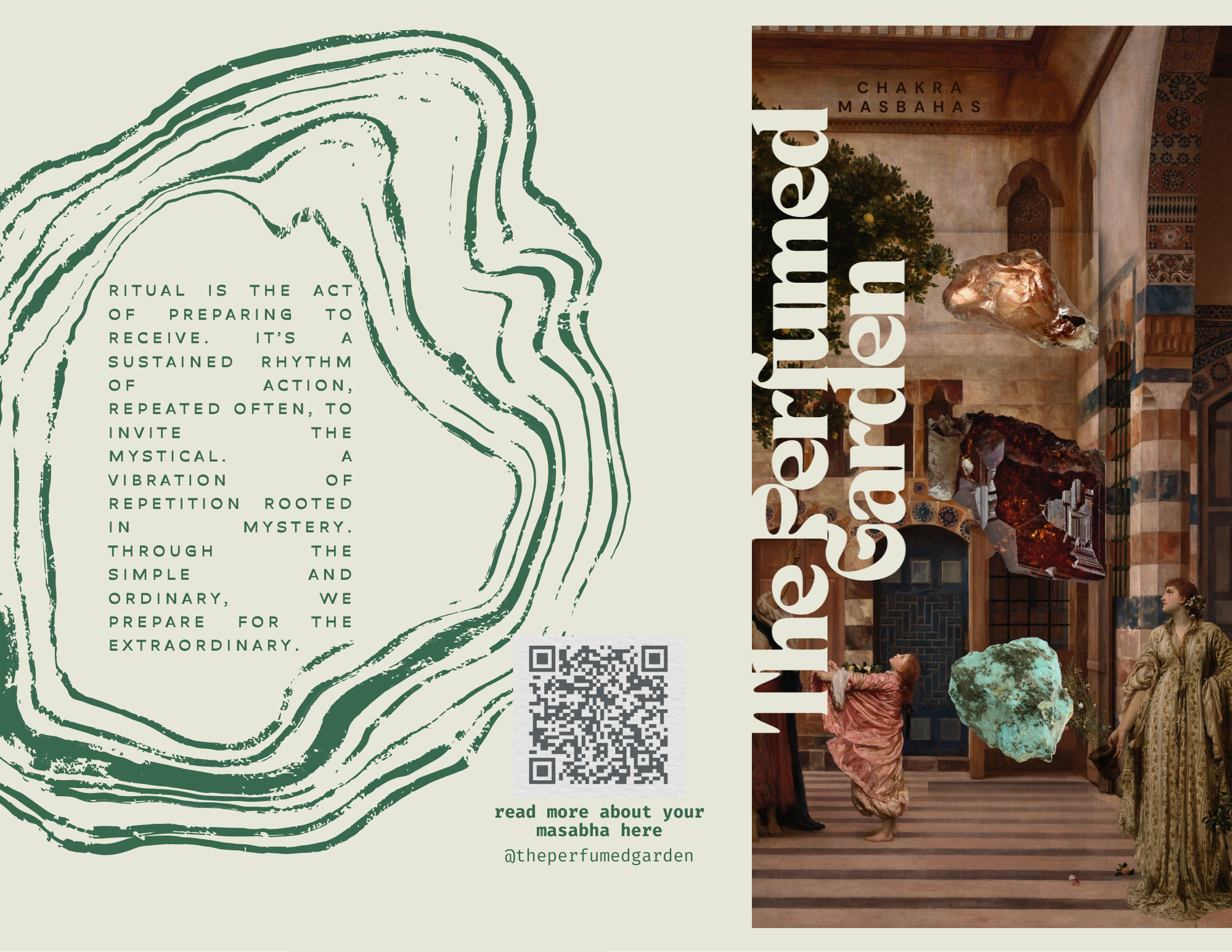 Brochure para salón de uñas editorial en beige con verde oscuro y verde claro.png