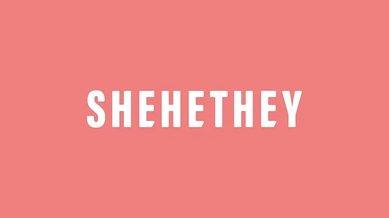 Pink background with white bold text that reads 'SHEHETHEY'