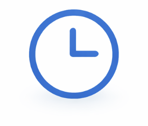 Reloj azul con manecillas indicando la una en punto.