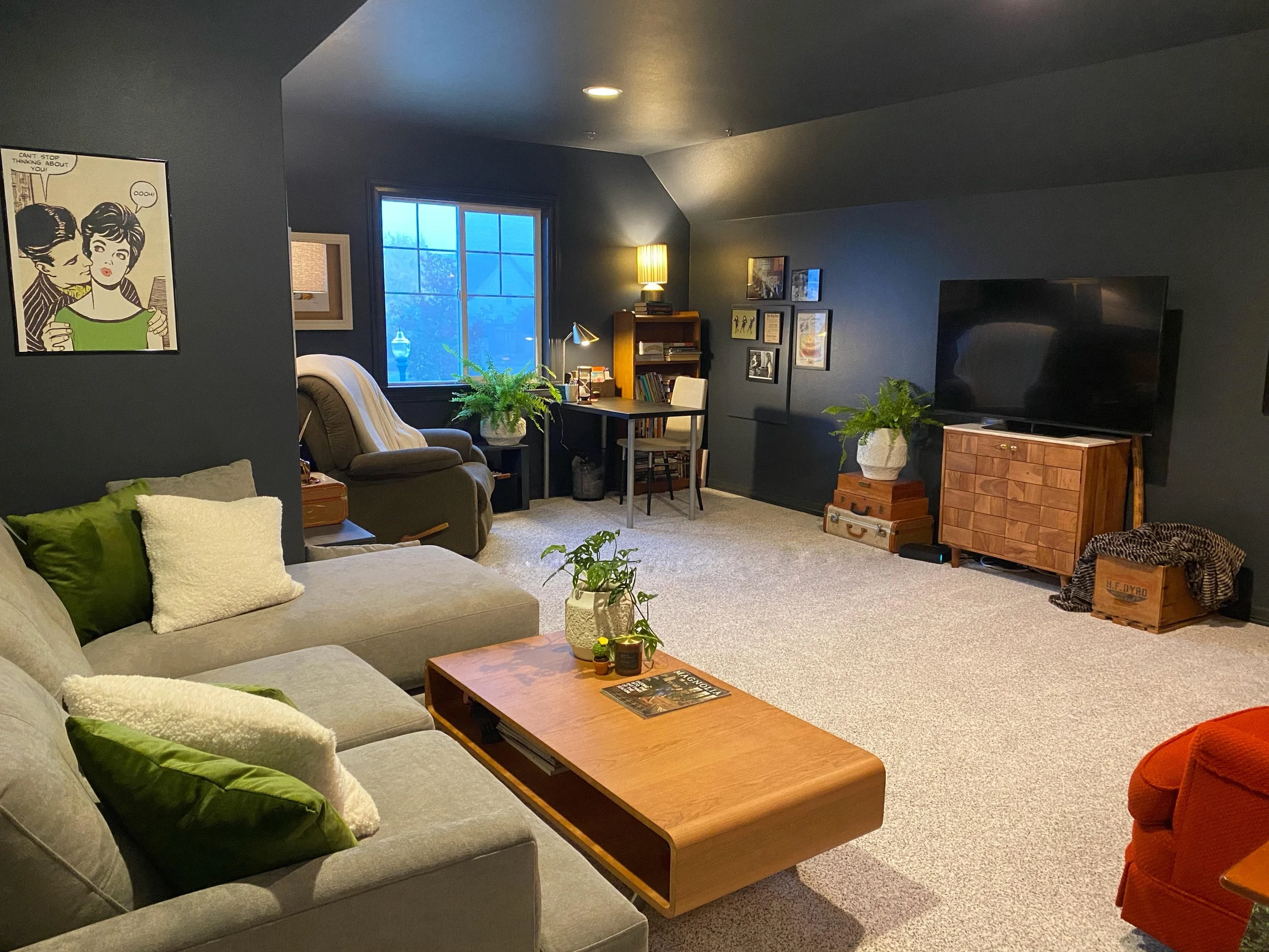 Dark color-drenching opened up a singular space
