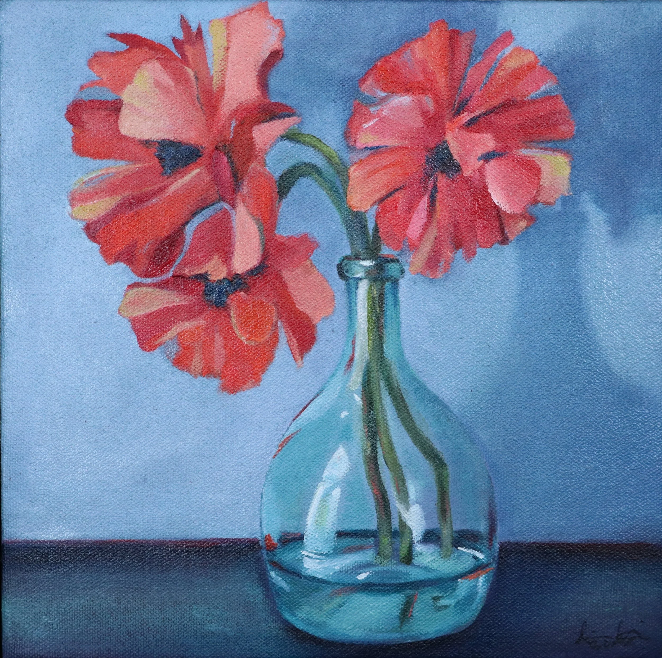 Poppies: Study, oil on canvas 10x10