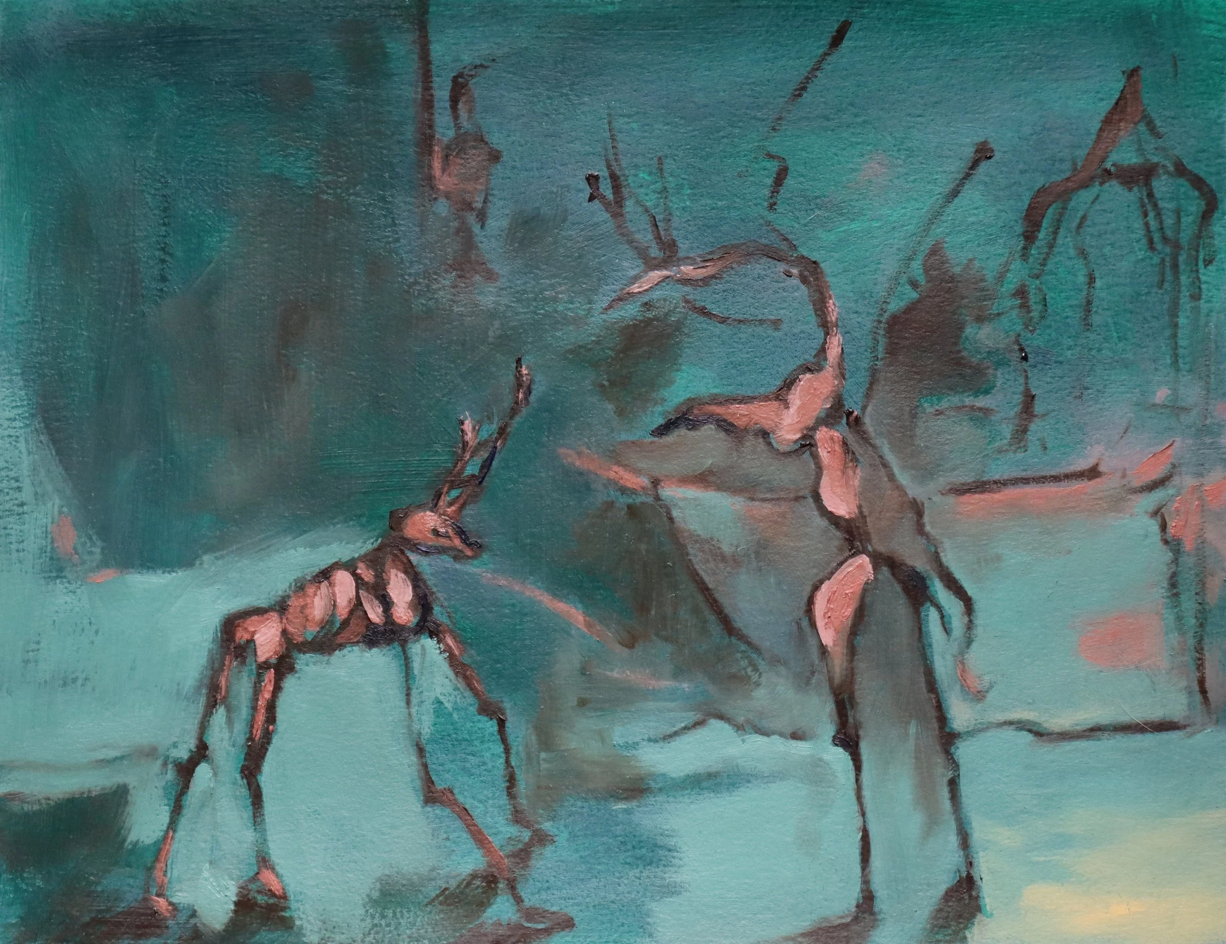 The Meeting, oil on paper, 11 x 14, 2025