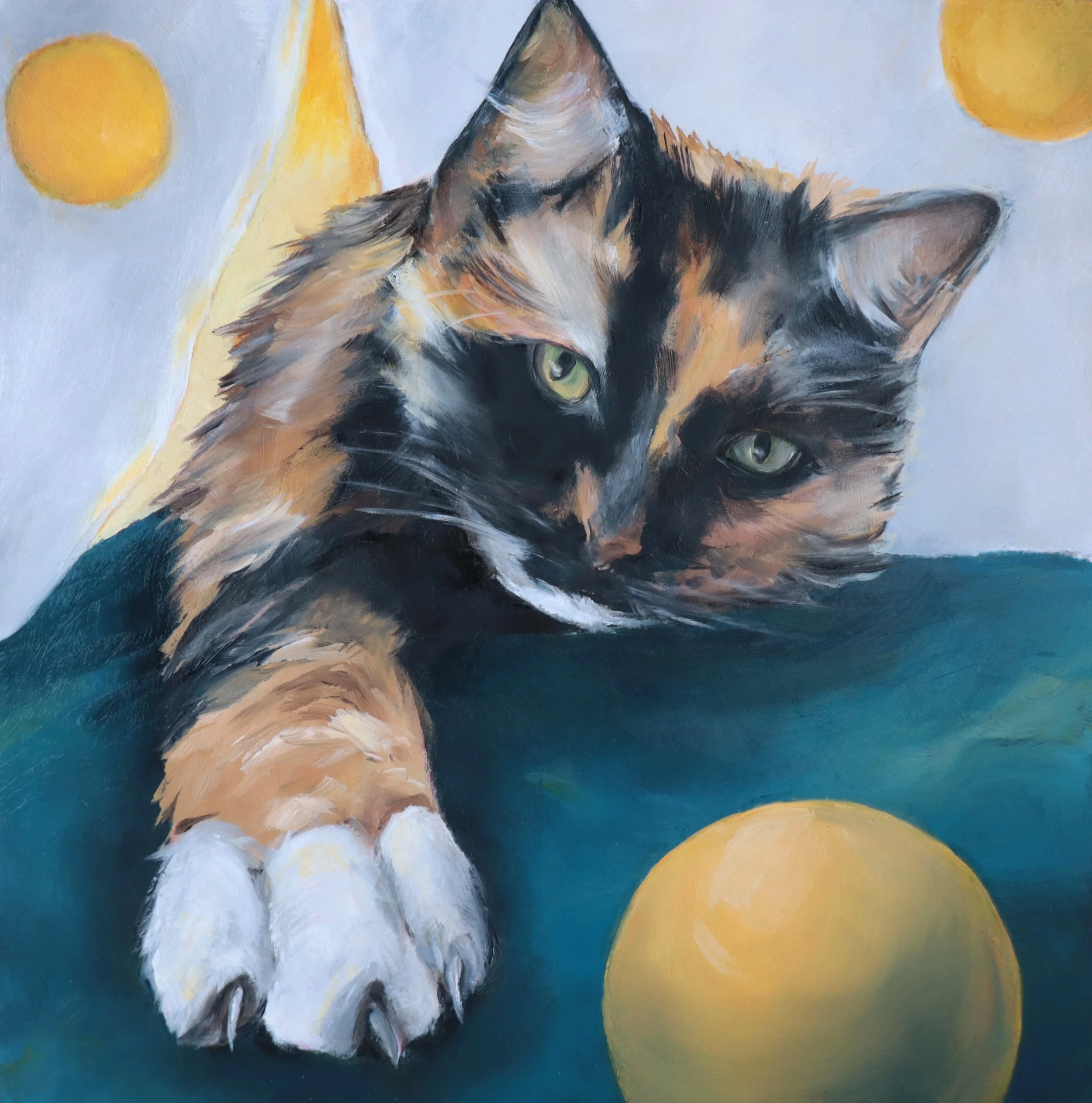 The Yellow Ball, oil on cradled panel, 10 x 10, 2025