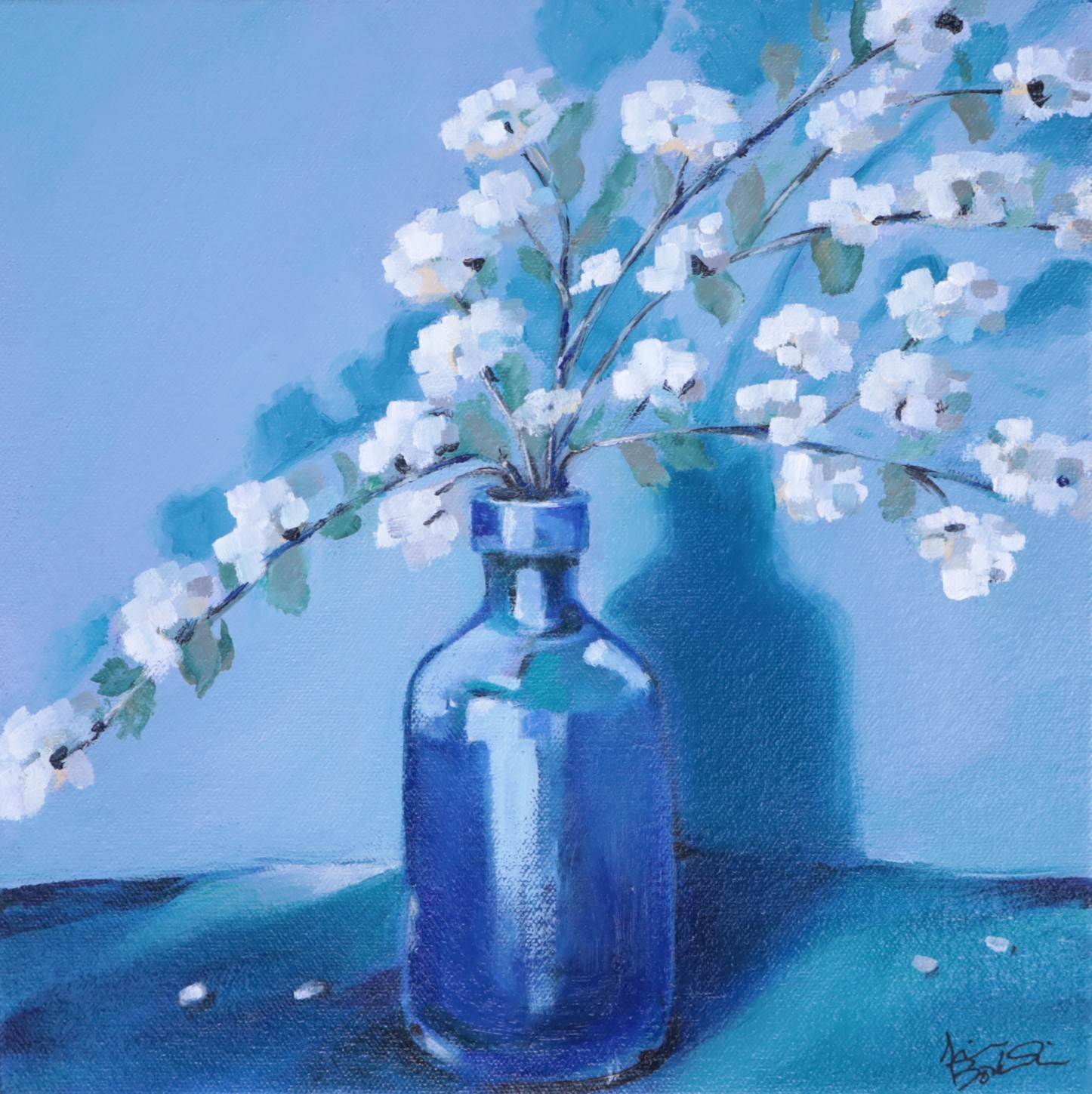 Study in Blue, oil on canvas, 10x10
