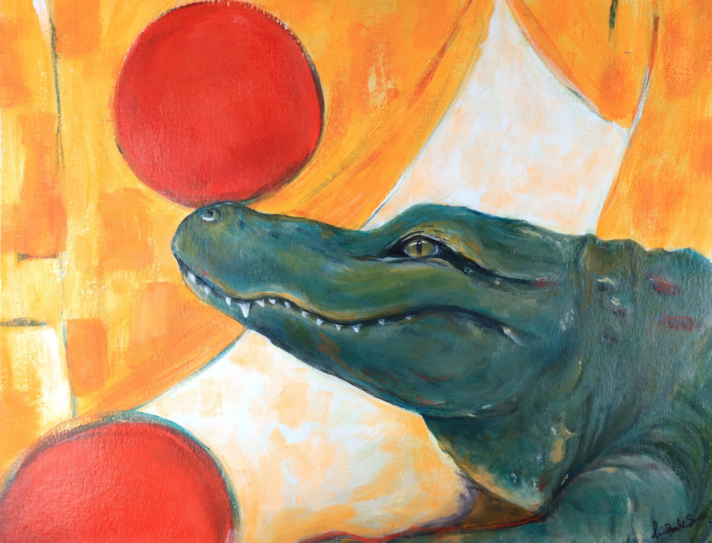 Never Smile at a Crocodile, oil on paper, 11 x 14, 2025