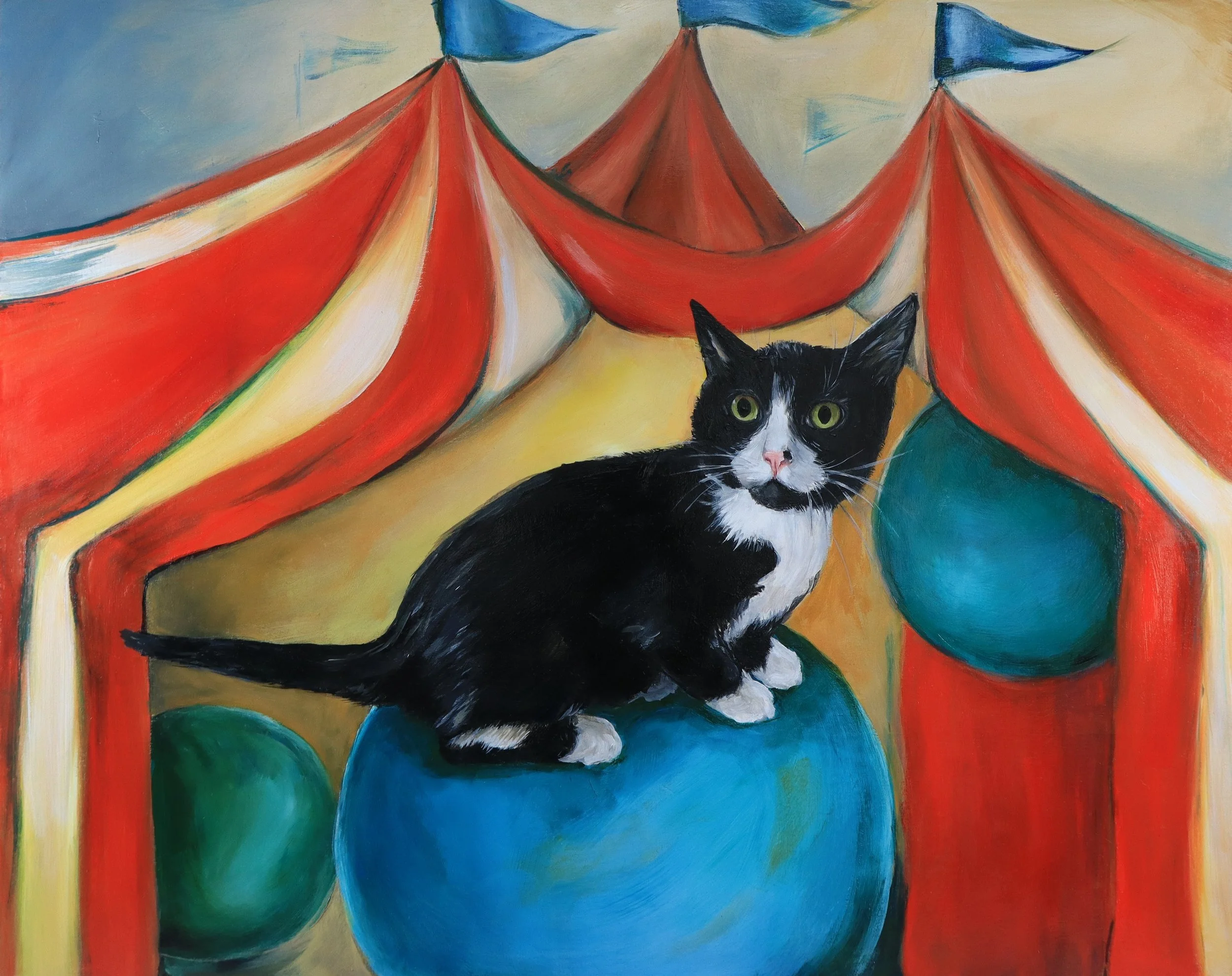 Spoons' First Circus, oil on cradled panel, 16 x 20, 2025