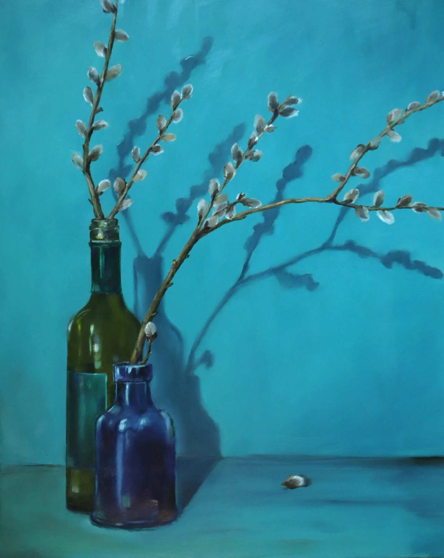 Pussy Willows in Blue
oil on cradled panel
20x16