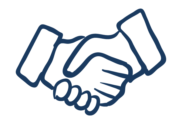 Illustration of a handshake between two hands.