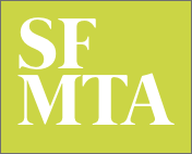 Square logo with a green background and white text reading 'SFMTA'