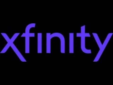 Xfinity logo in purple text on black background