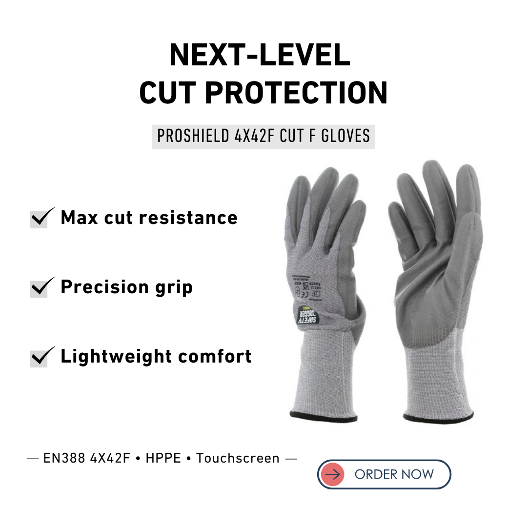 Product visual for cut-resistant gloves. Designed to be used as a content  for social media page.